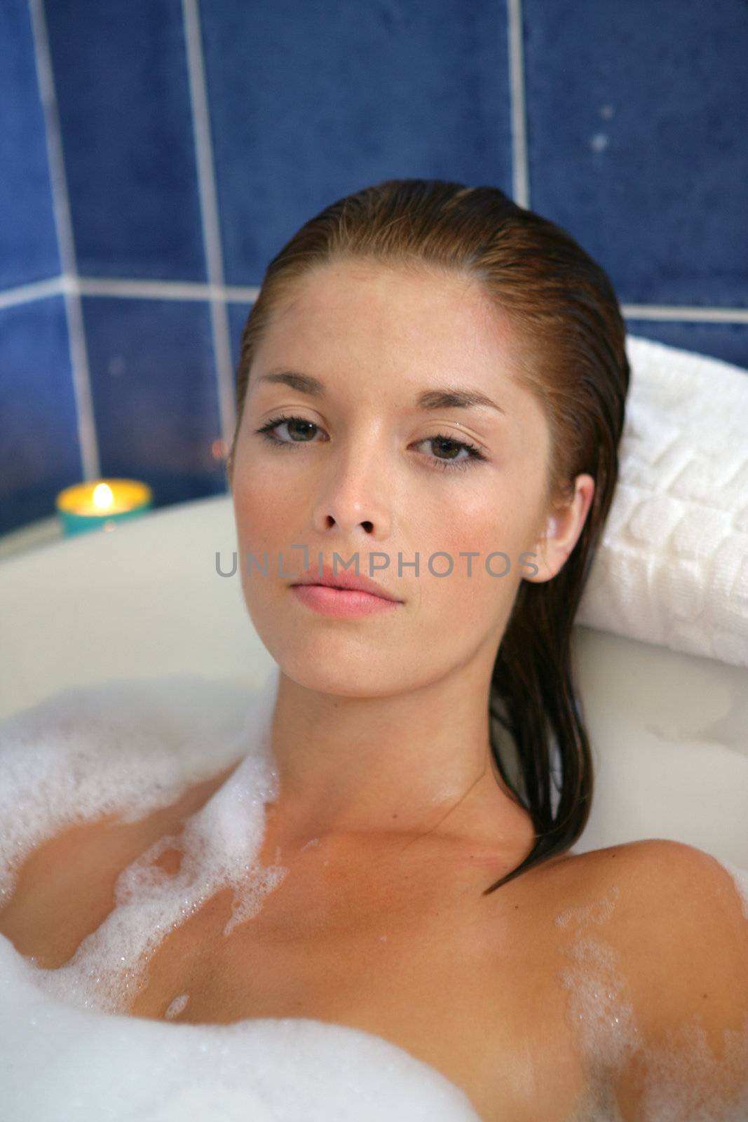 Woman having a bubble bath