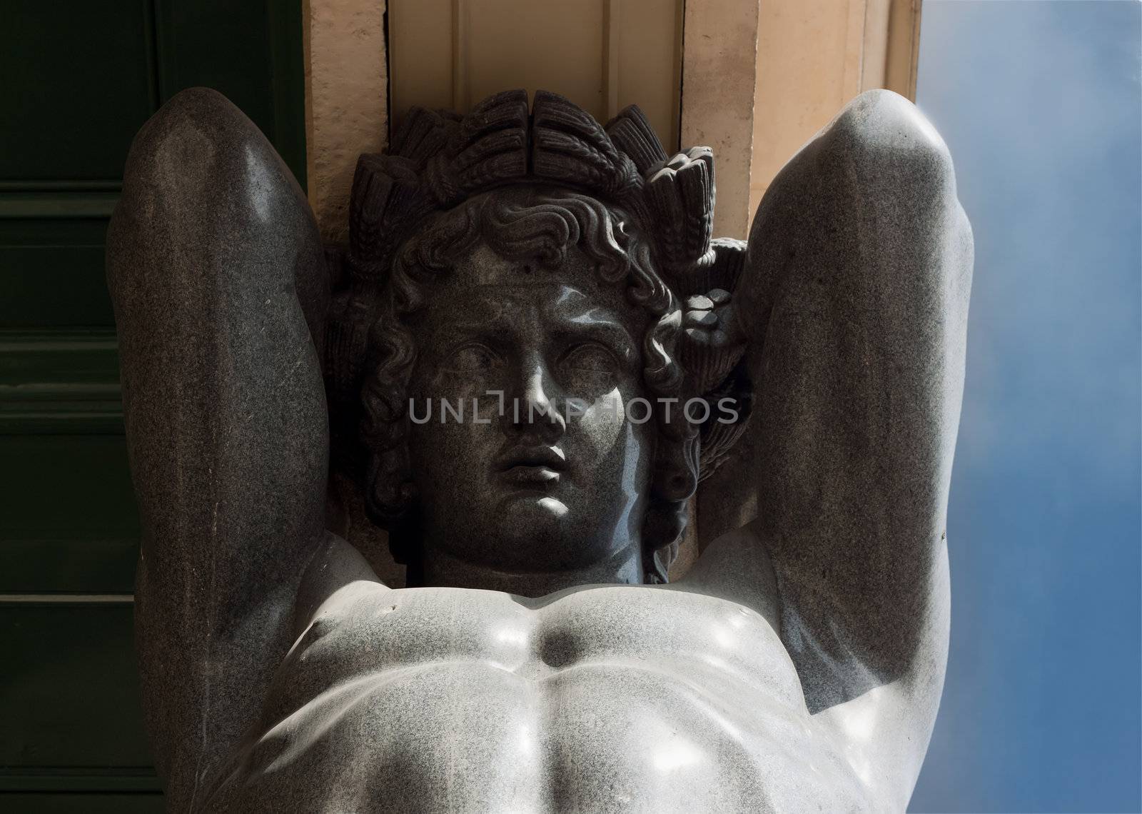 Granite Atlas Guarding the Hermitage in St. Petersburg, Russia