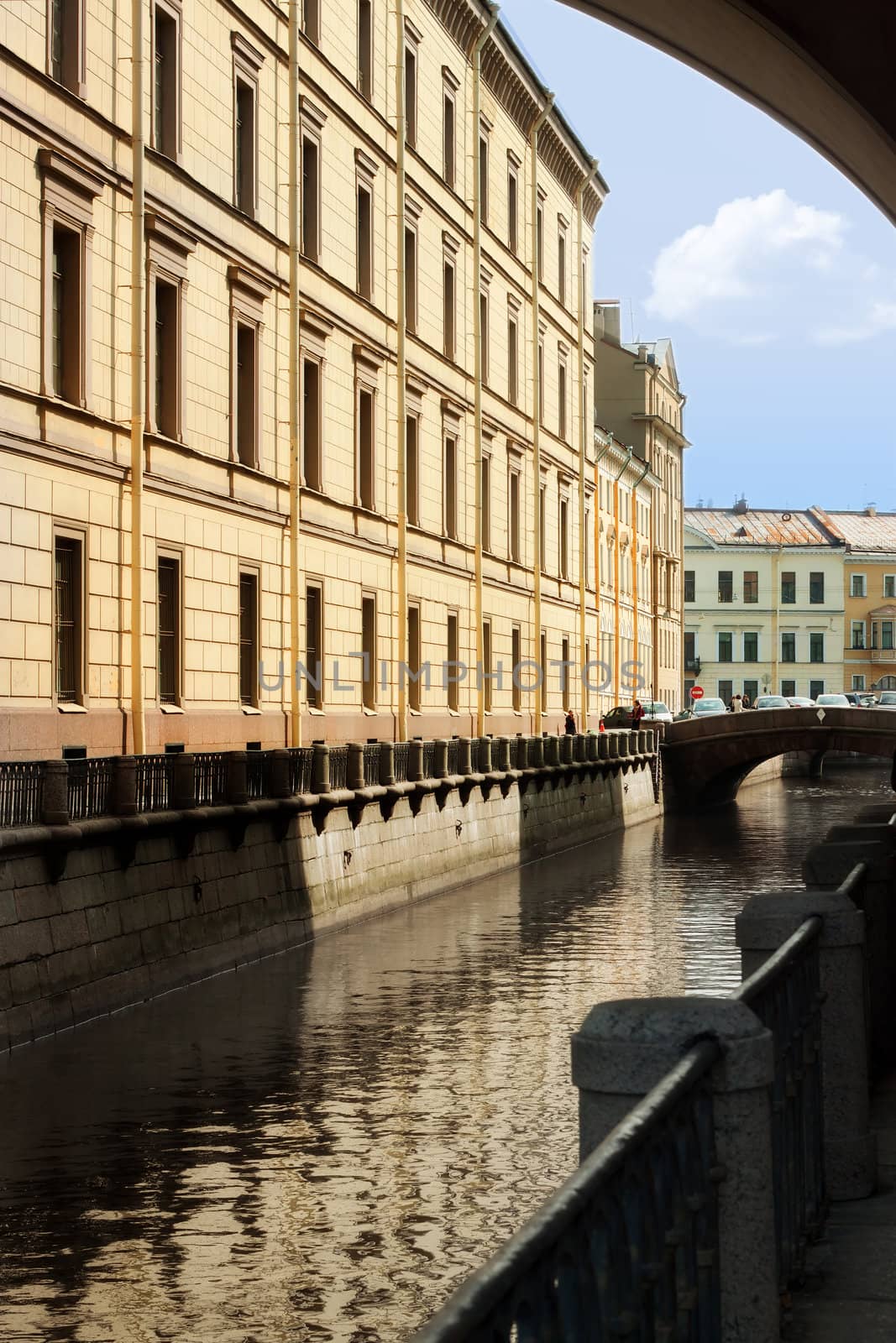 Bridge of Winter Channel near The Buildings Ermitage Museum, Russia, Saint-Petersburg