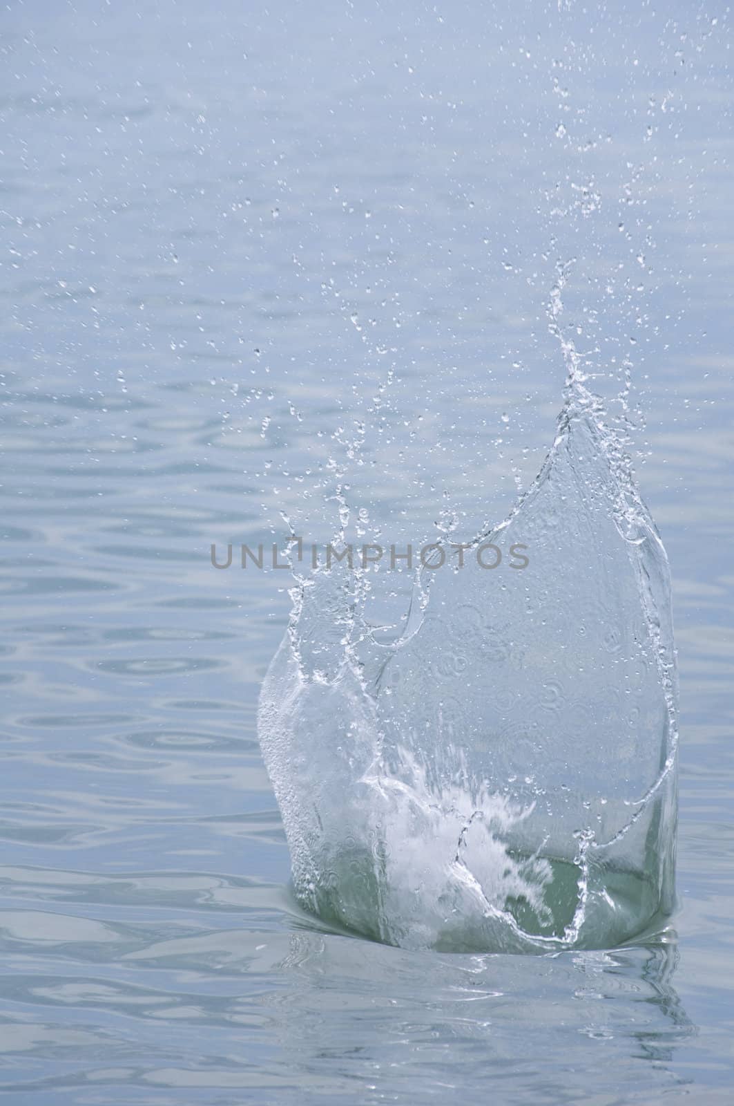 The spray of water in the sea