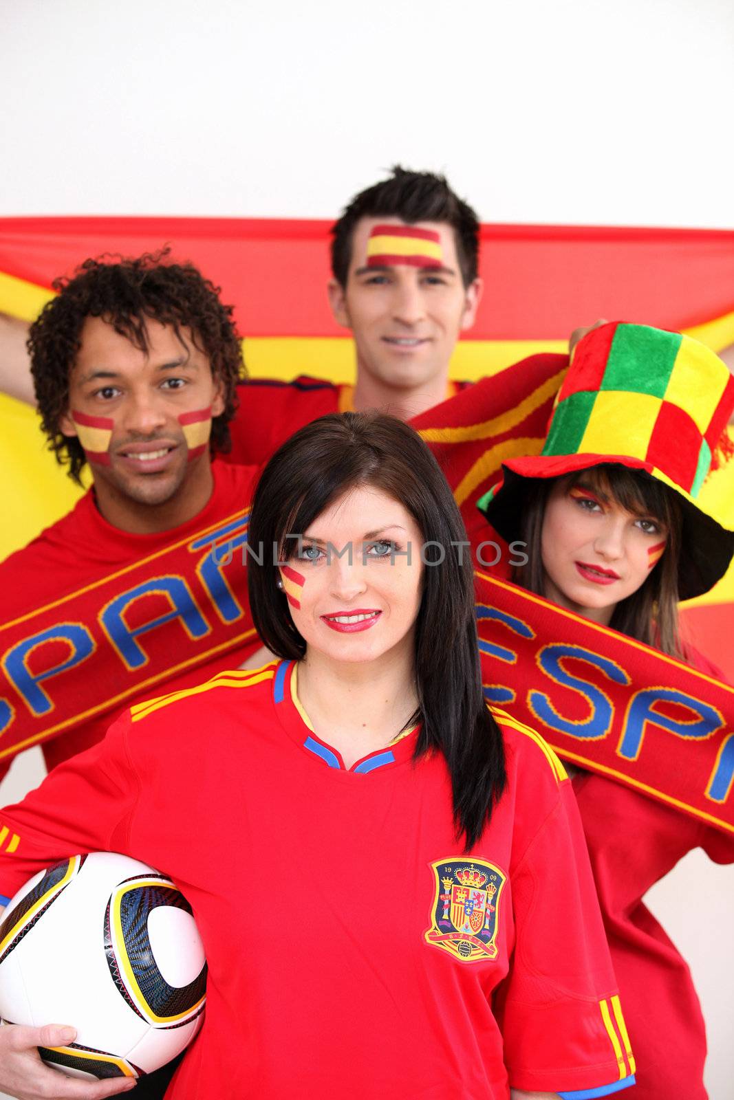 Soccer fans supporting Spain