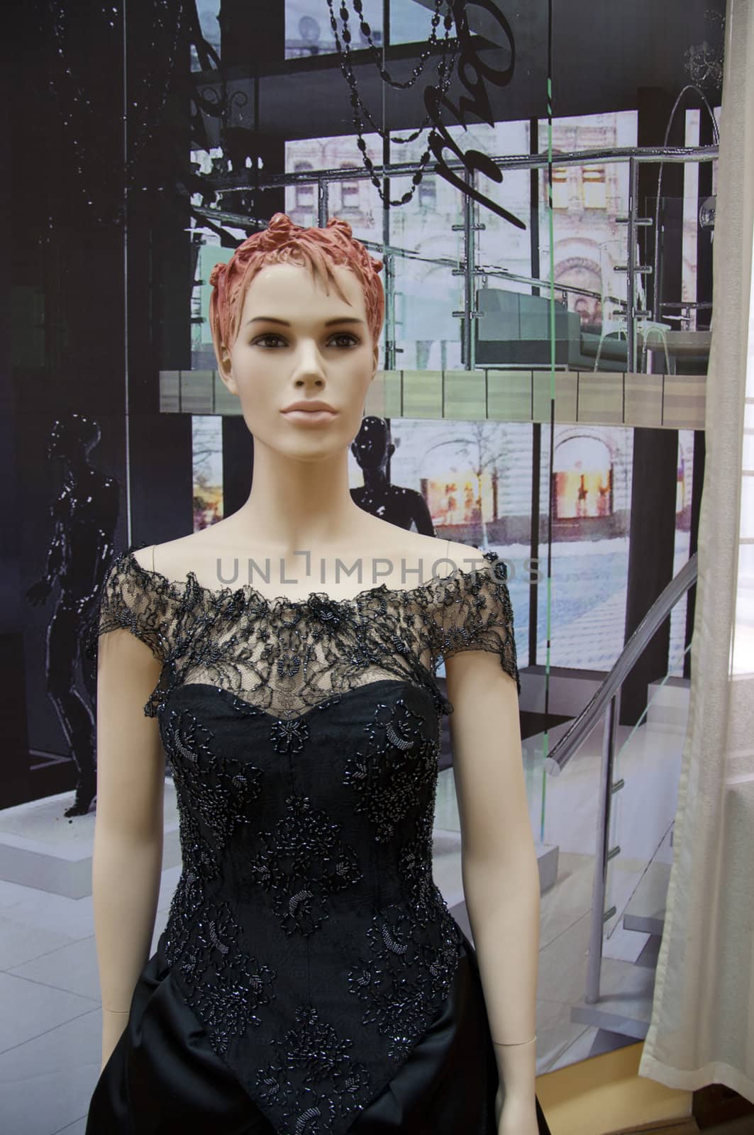 Closeup of a mannequin wearing fashion closes