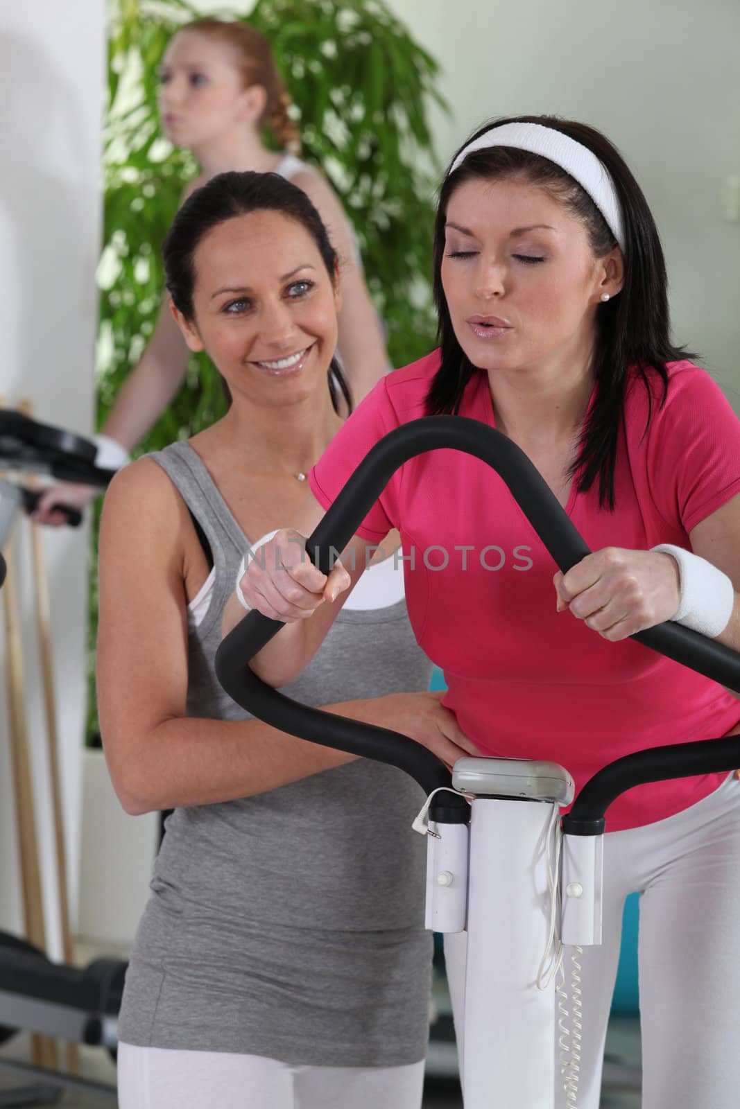 Women working out in a gym