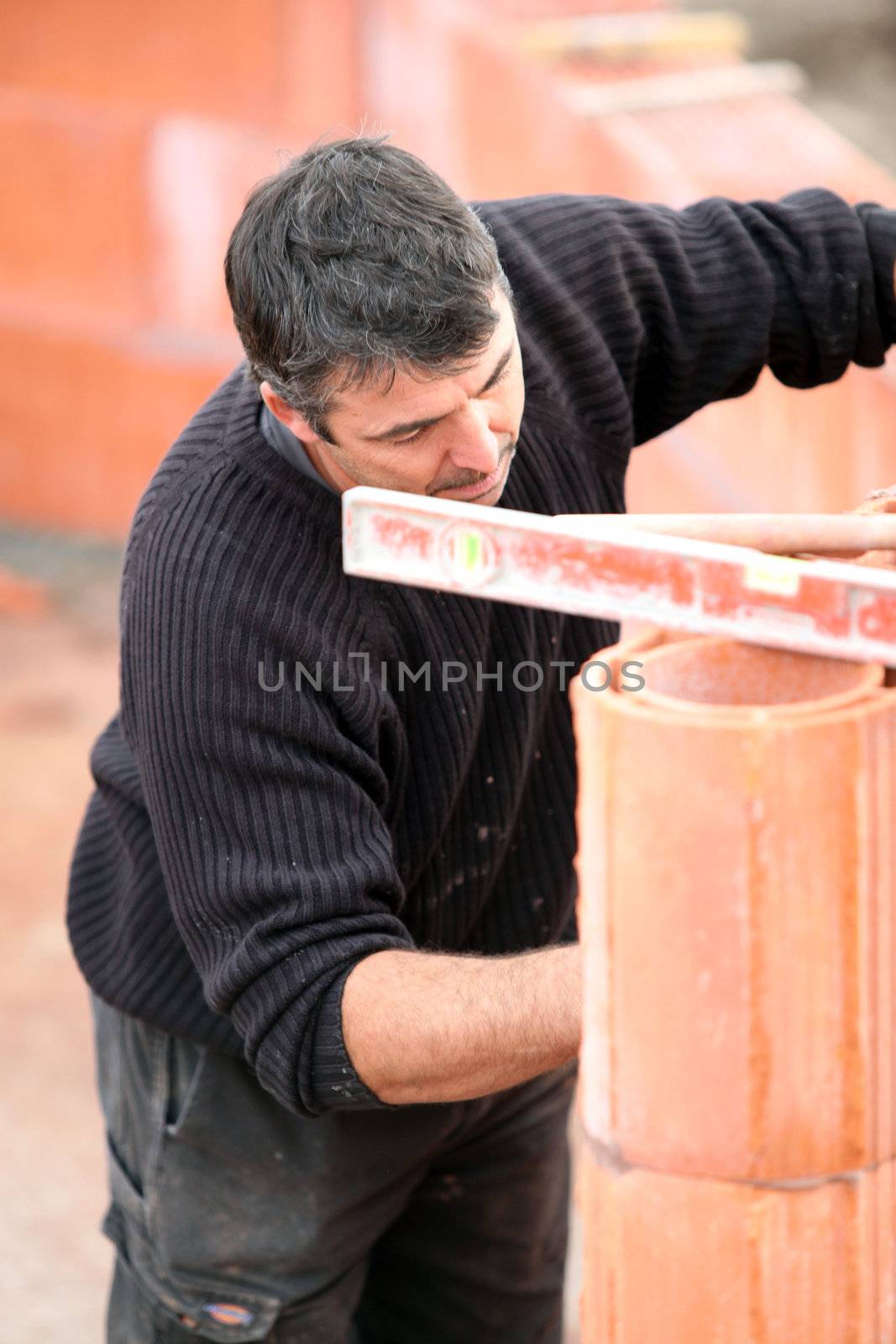 Bricklayer at work