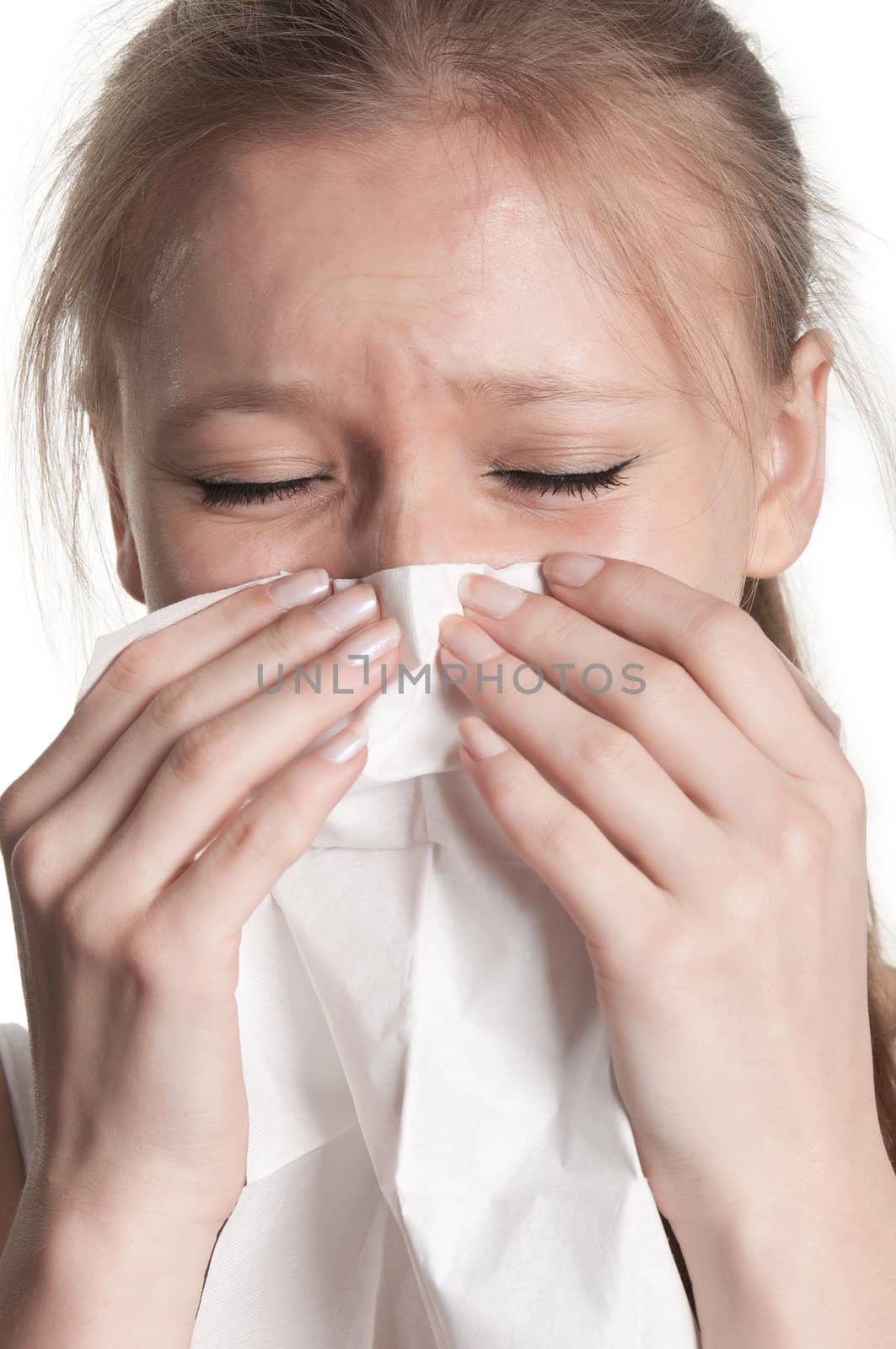 Pale Woman Sneezing by ruigsantos