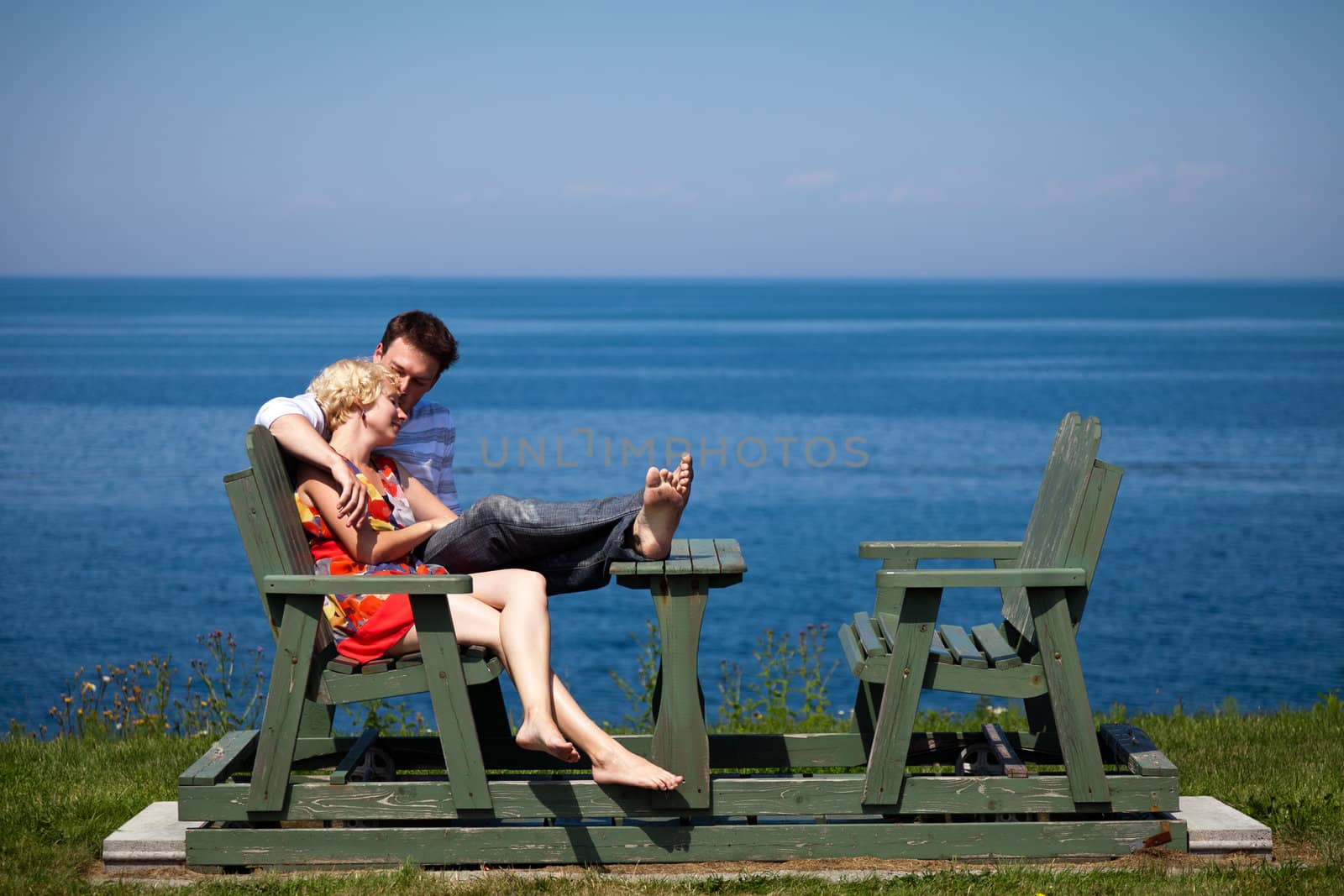 Romantic couple having a beautiful moment in vacation