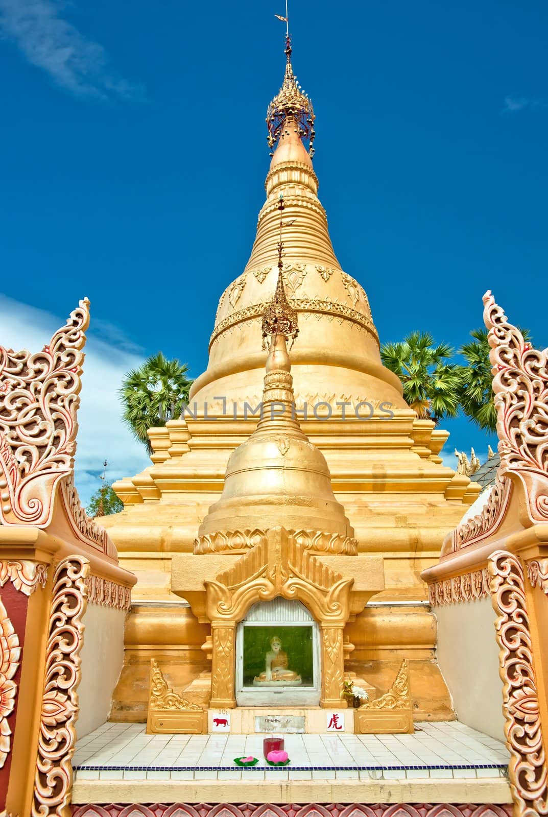 golden buddhist temple shrine in penang malaysia