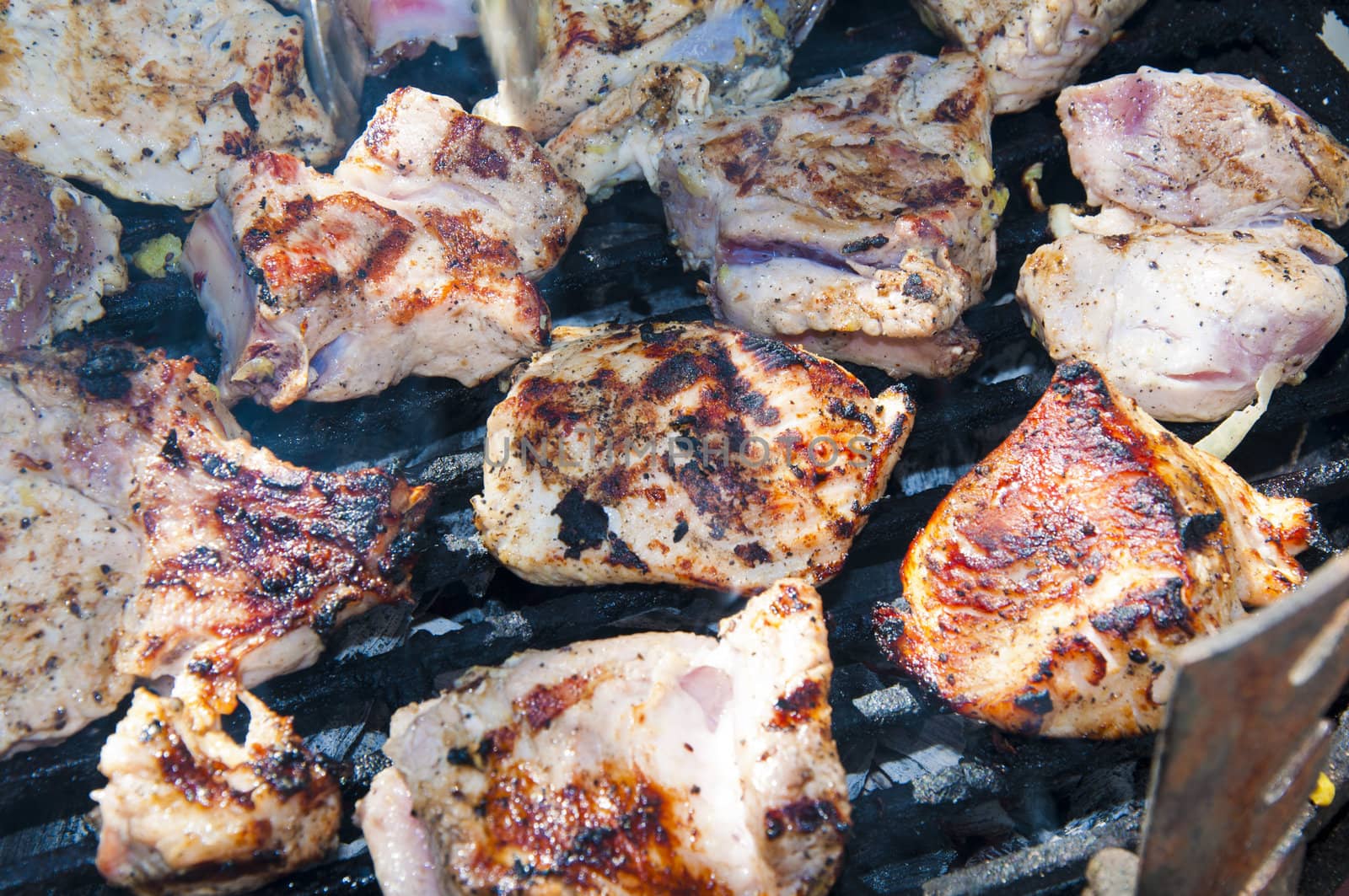 Vegetables cooked on the grill in the garden