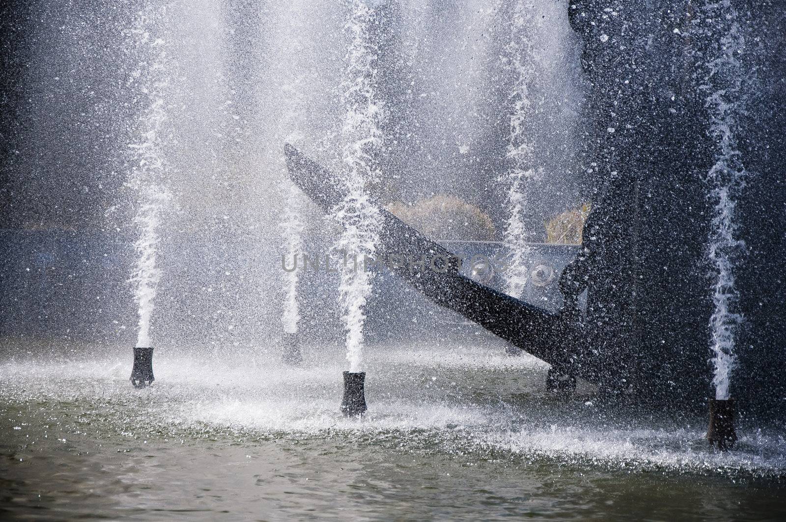 Fountain of pure brilliant water and spray