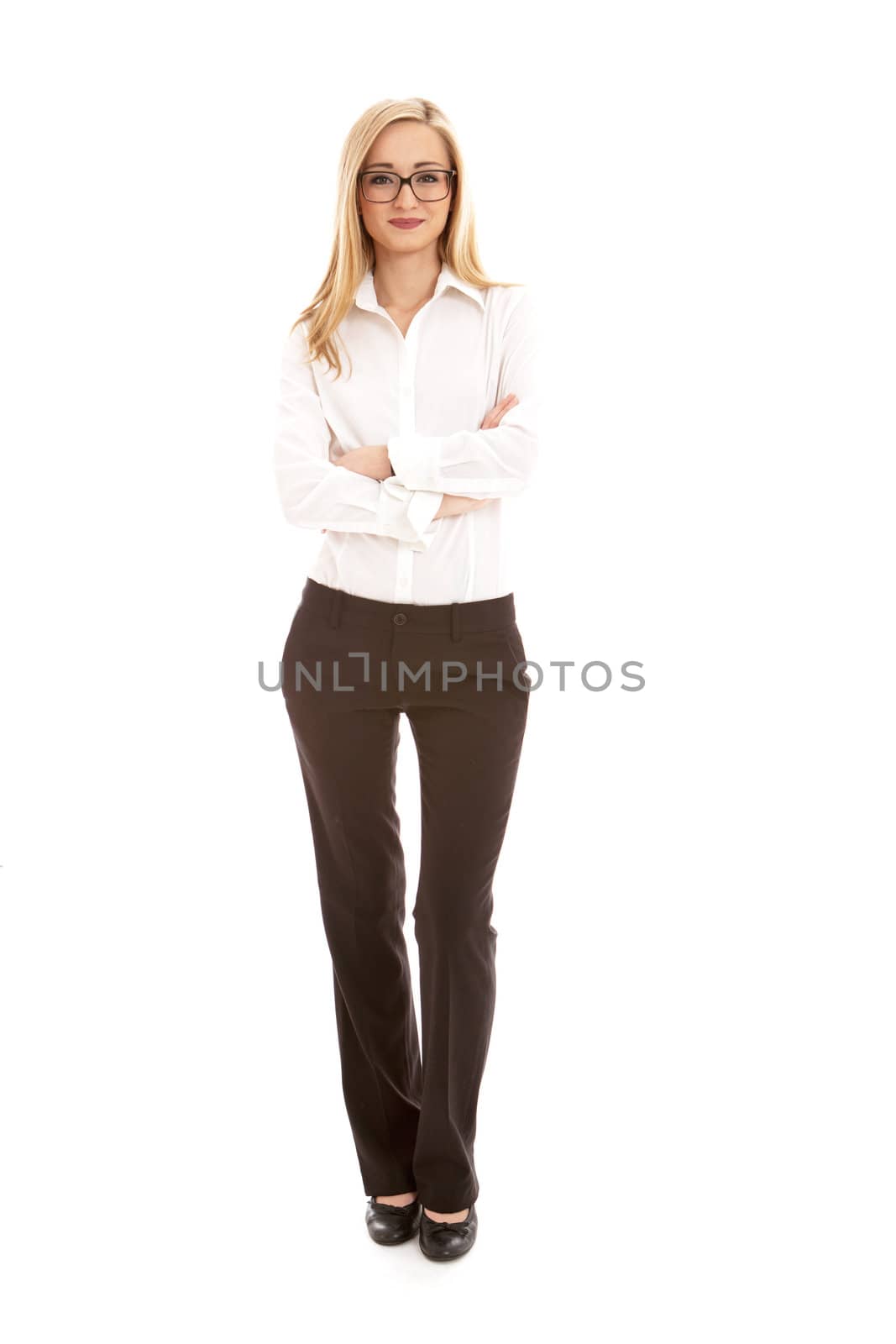 young succsessfull business woman isolated on white background