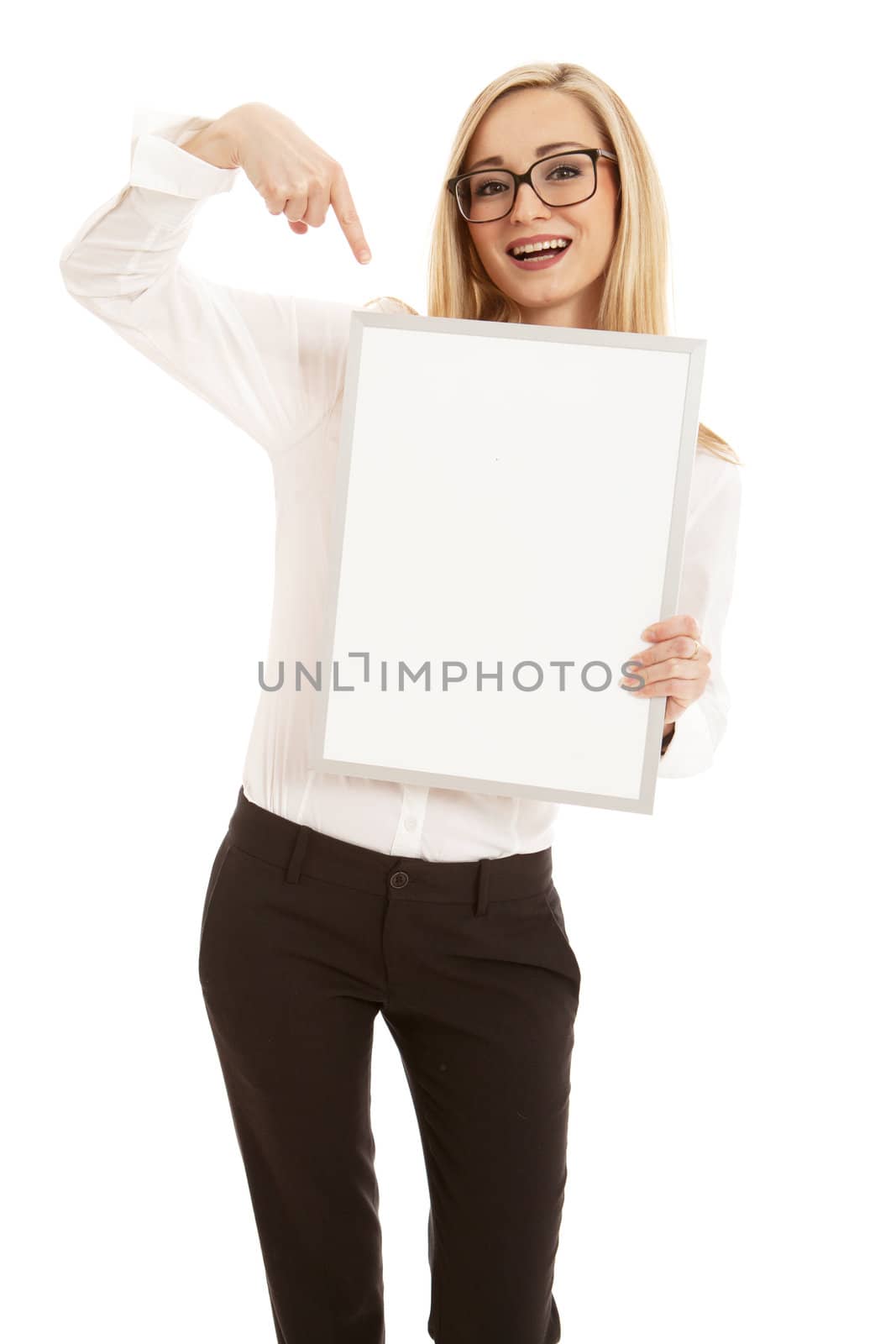 young succsessfull business woman isolated on white background