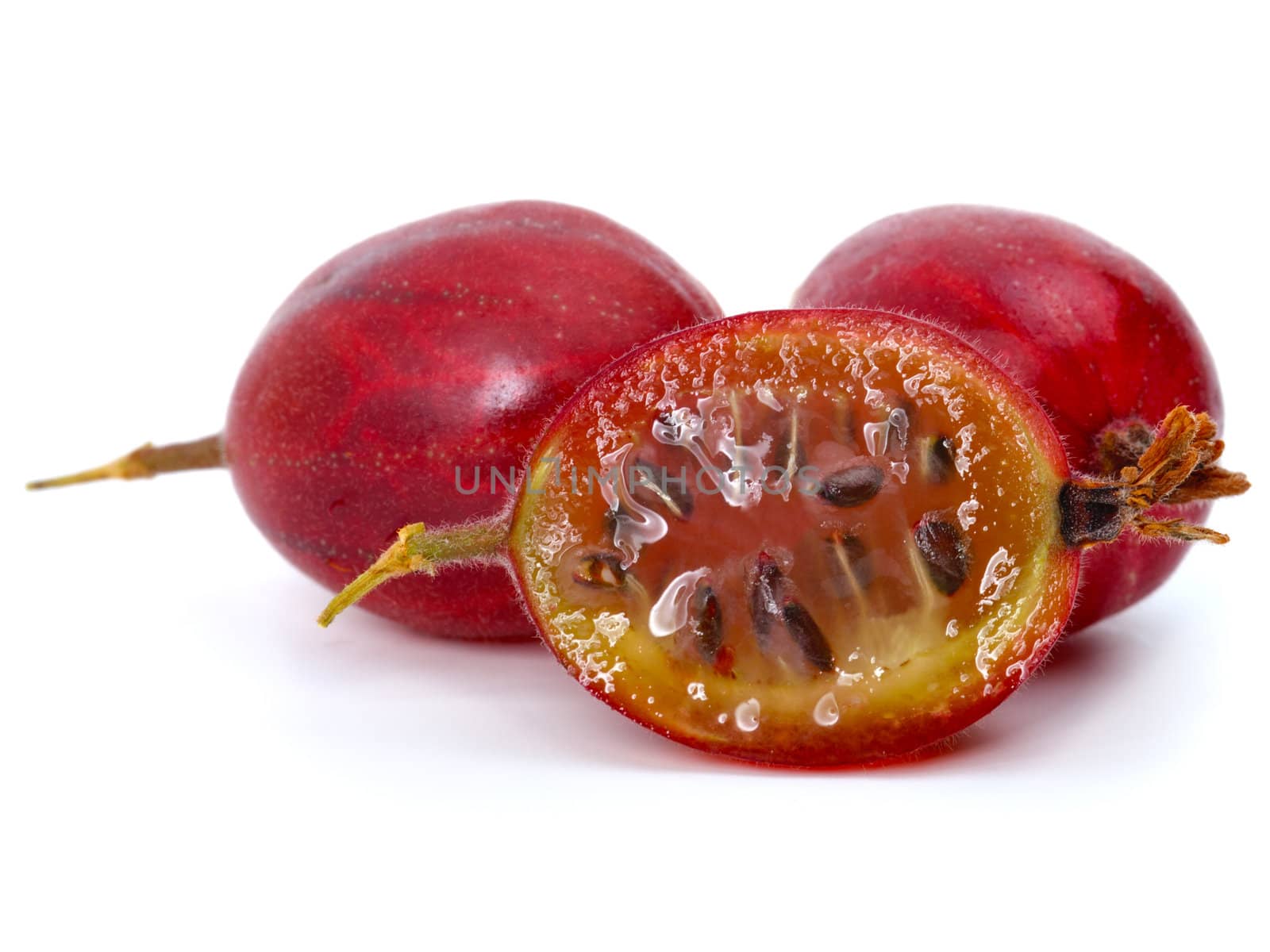 fresh ripe gooseberry, close up isolated on a white background