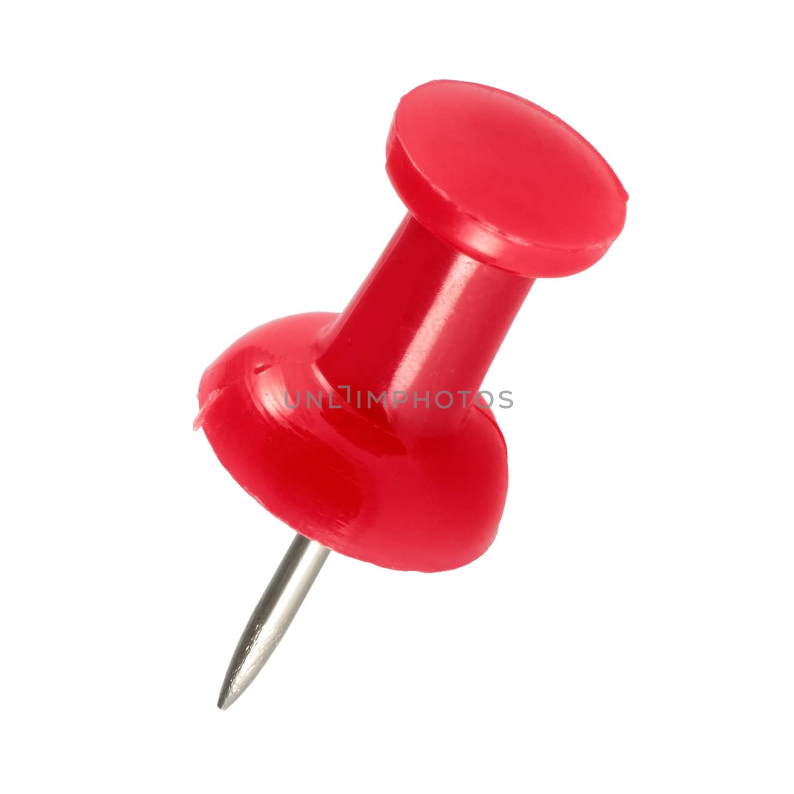 pushpin office color red trimmed and isolated