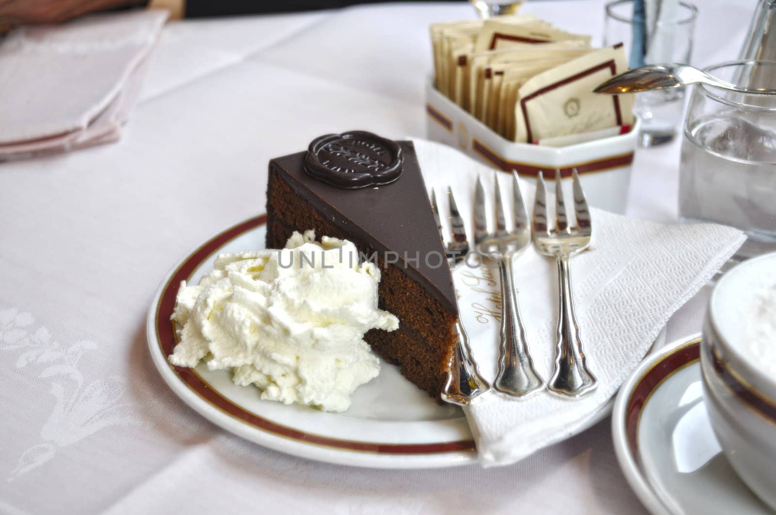 Chocolate Biscuit Cake in famous caffe in Vienna