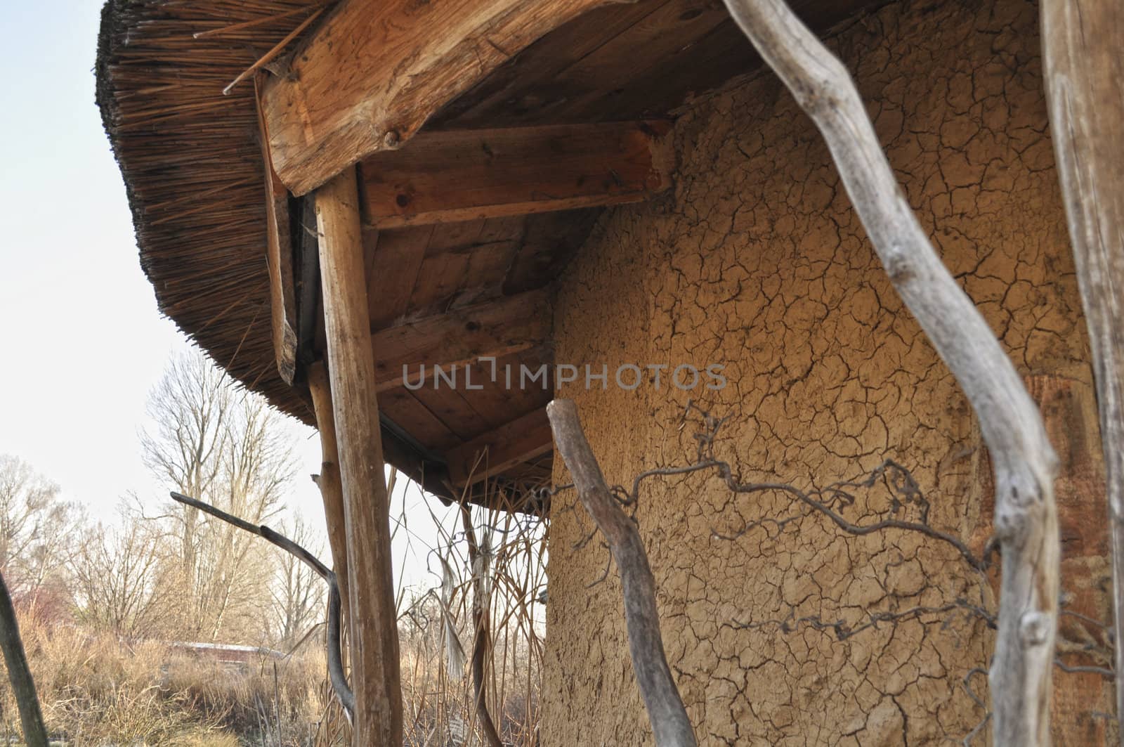 Eco-friendly afrikan house in Prague Zoo. Czech Republic