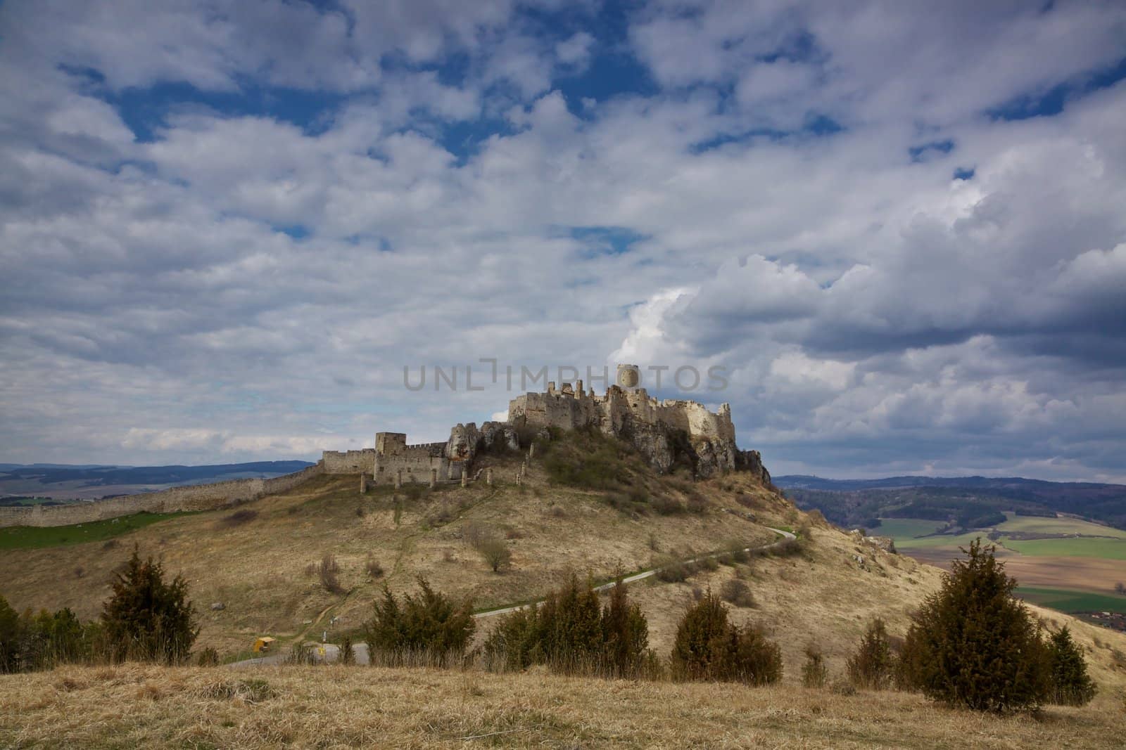 Ruins of the largest medieval castle in central Europe, Spiš Castle in eastern Slovakia, UNESCO world heritage