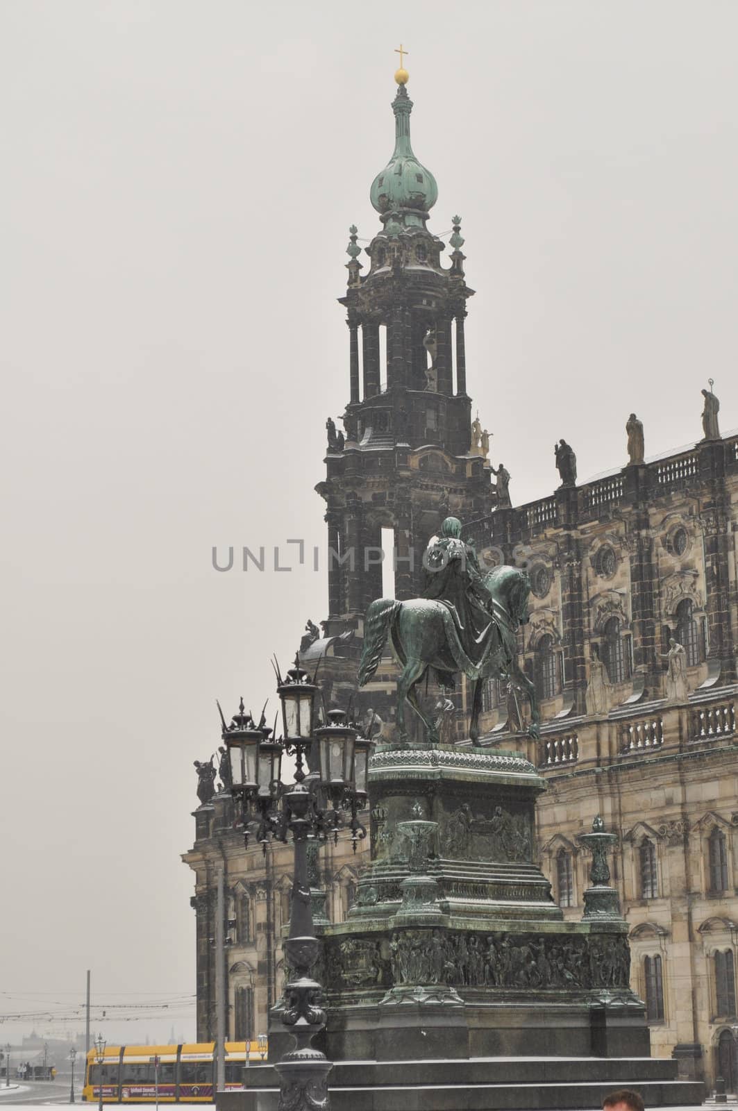 Catholic Church and Monument to King John of Saxony in Dresden, Germany