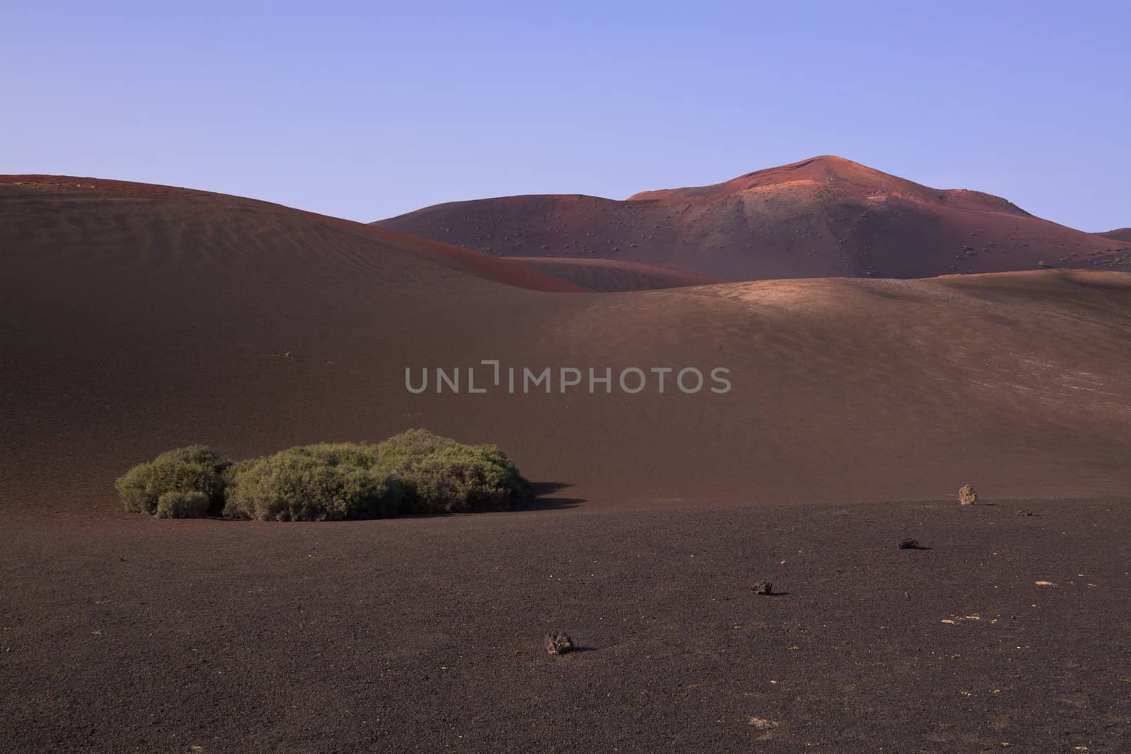 Barren land in Volcanic park Timanfaya on island Lanzarote, Canary Islands