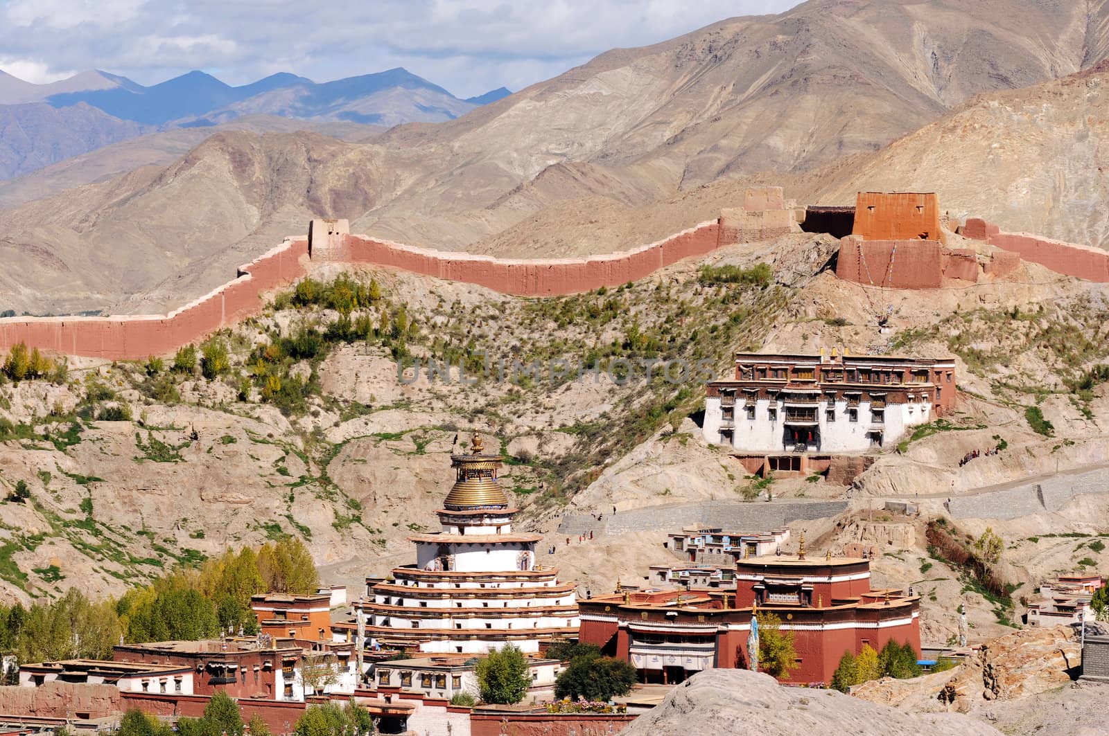 Famous landmark of Gyantse lamasery in Tibet