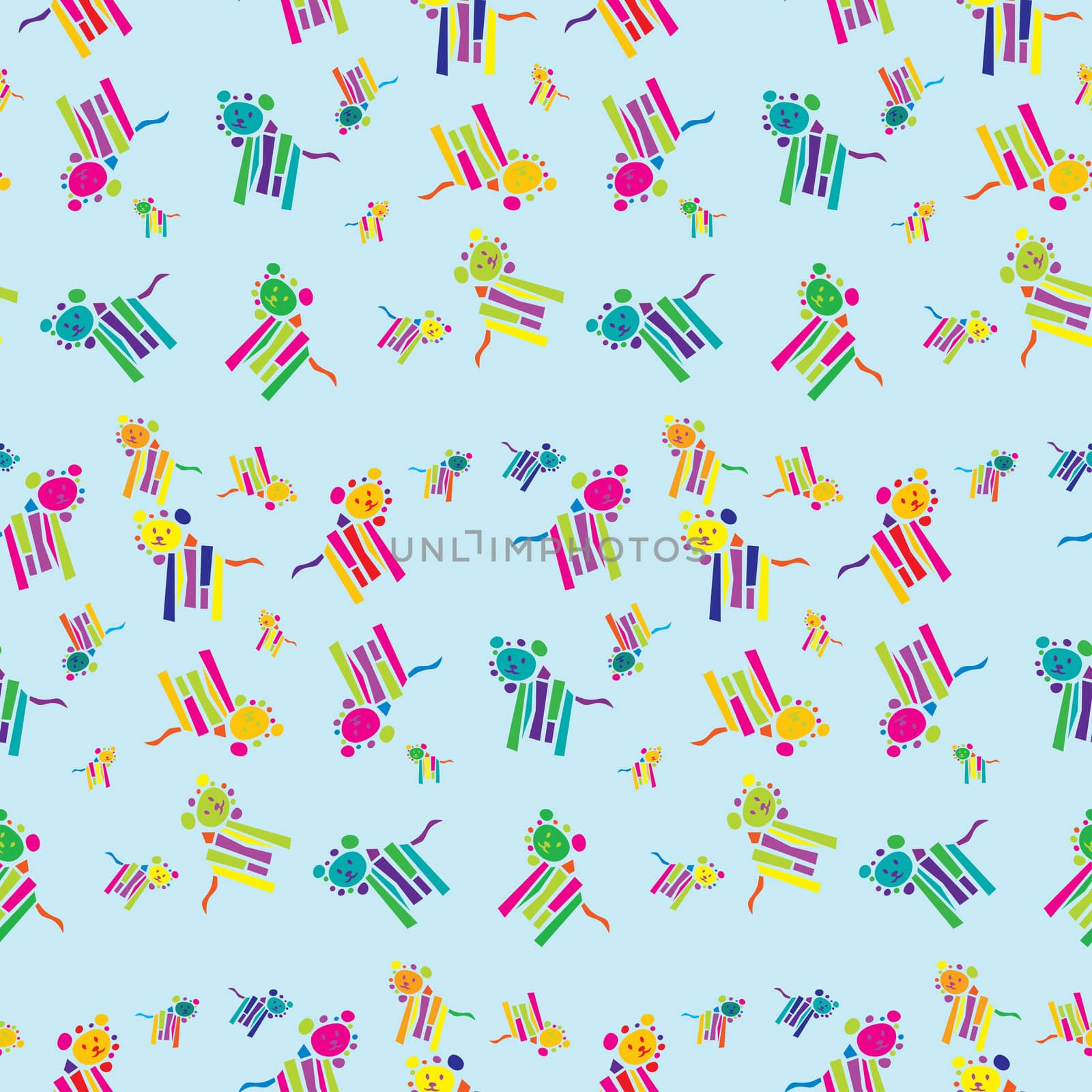 Cute lions in a colorful seamless background pattern