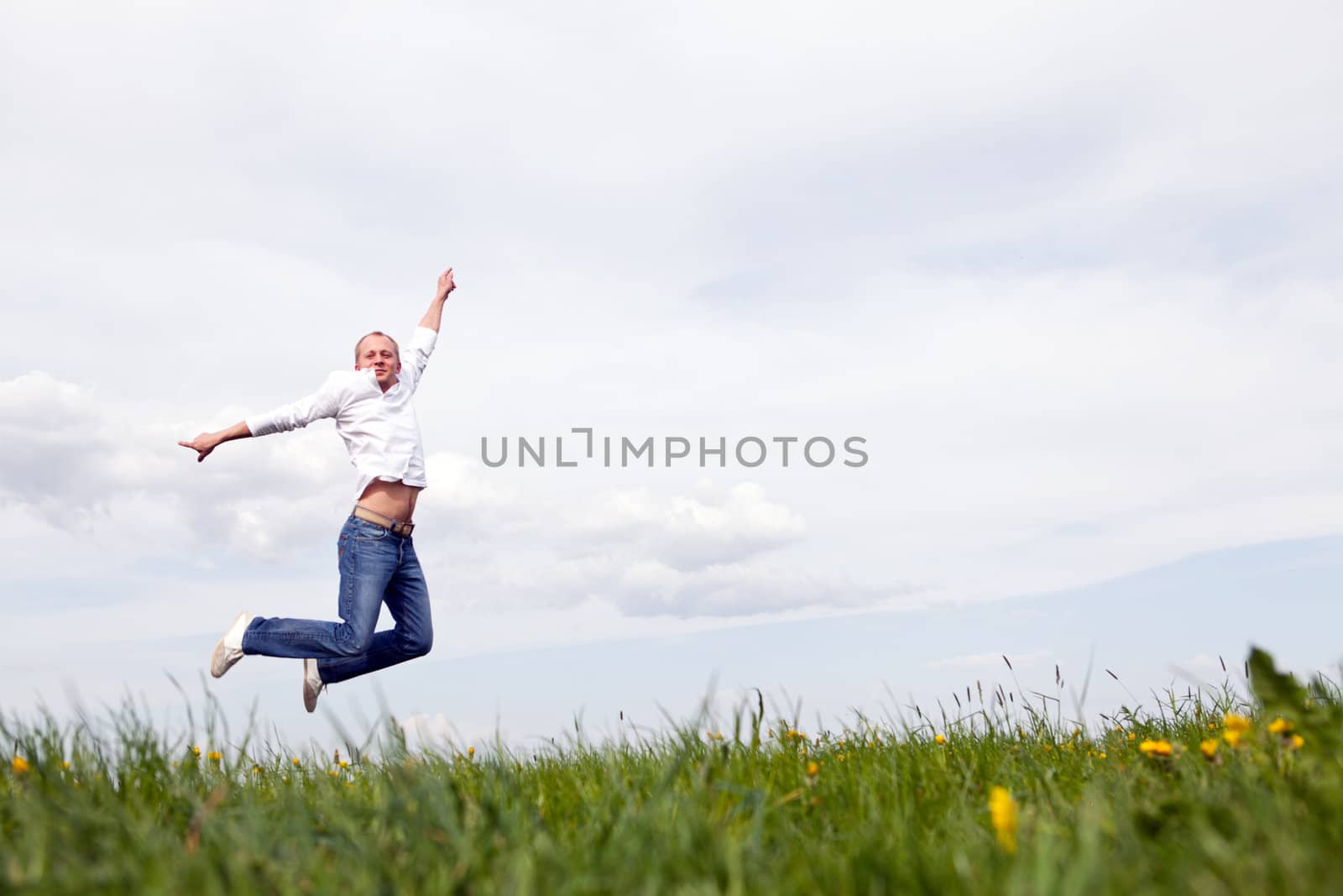 young man outdoor in summer in nature happy by juniart