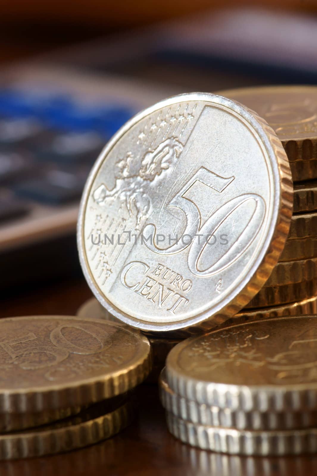 Stack of 50 cents euro coins