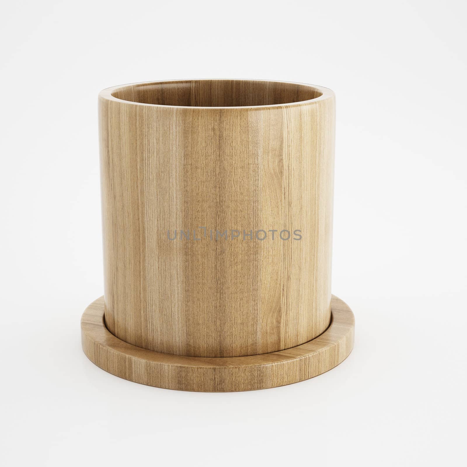 Wood cup of 3d rendering design