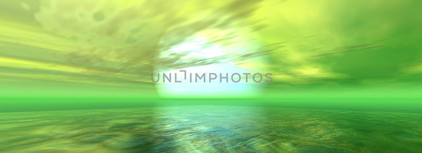 3D rendered Illustration. Scifi scenery in green.
