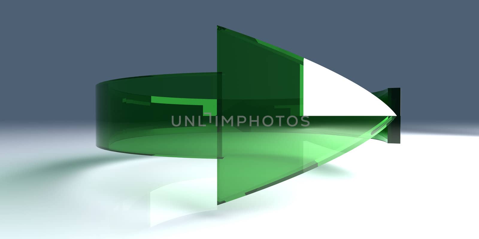 3D rendered Illustration. An arrow symbolizing an repeating process such as recycling (ecological concept) or reload of data. 