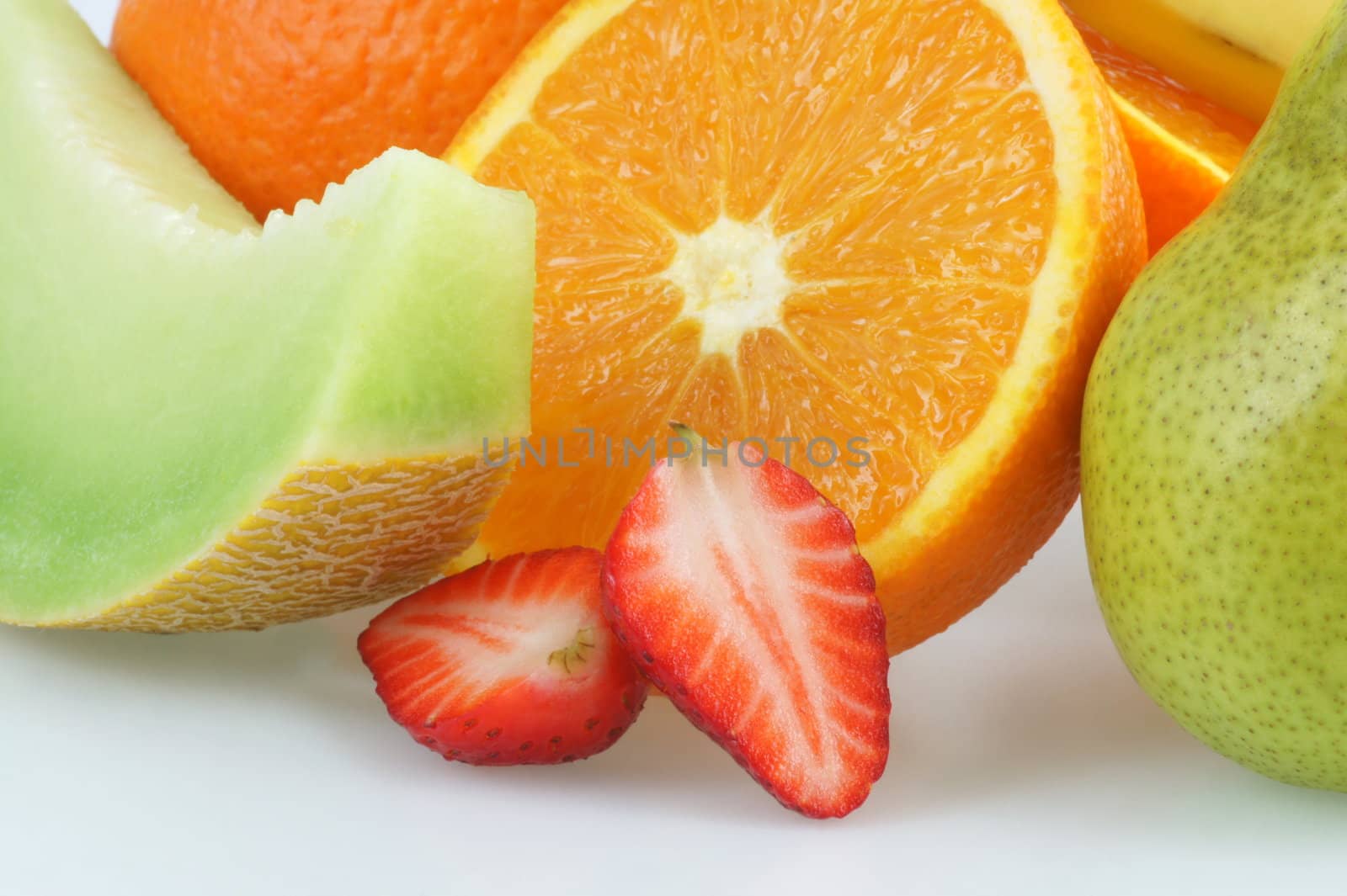 Close up of fresh fruits in a group.