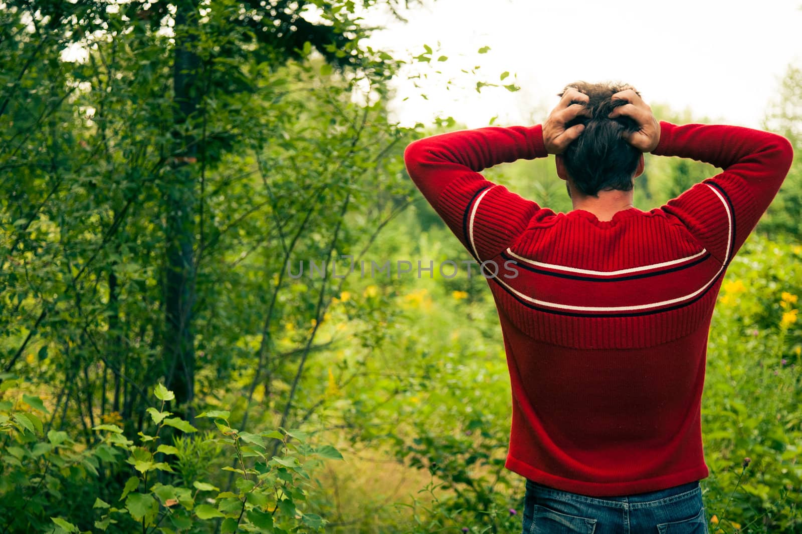 Lost Young man in nature by aetb