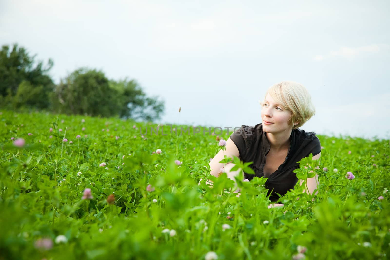 Girl in a field of flowers by aetb
