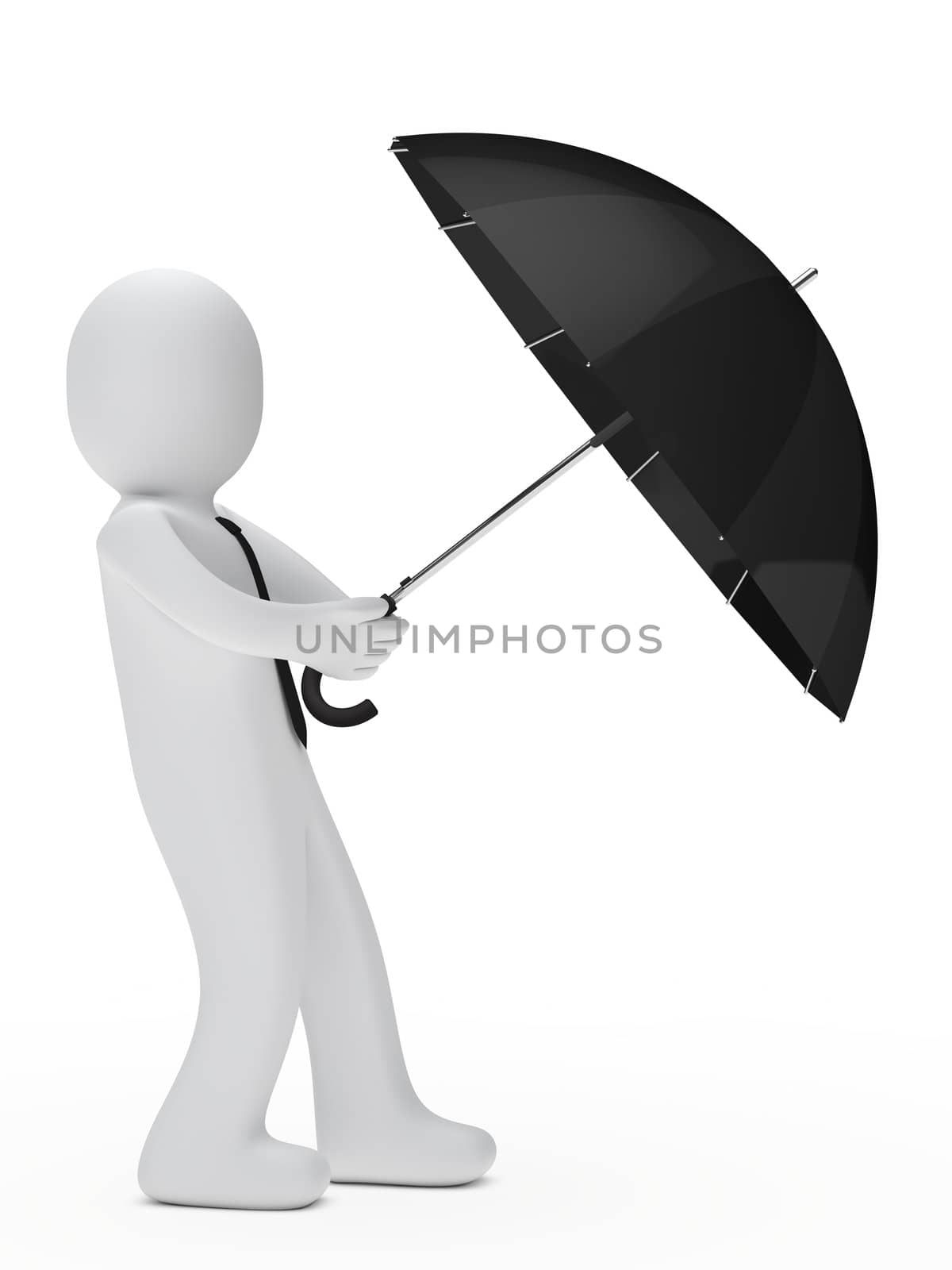 businessman hold umbrella and wind blows