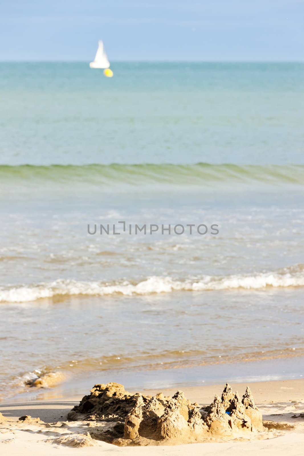 sandcastle in Narbonne Plage, Languedoc-Roussillon, France