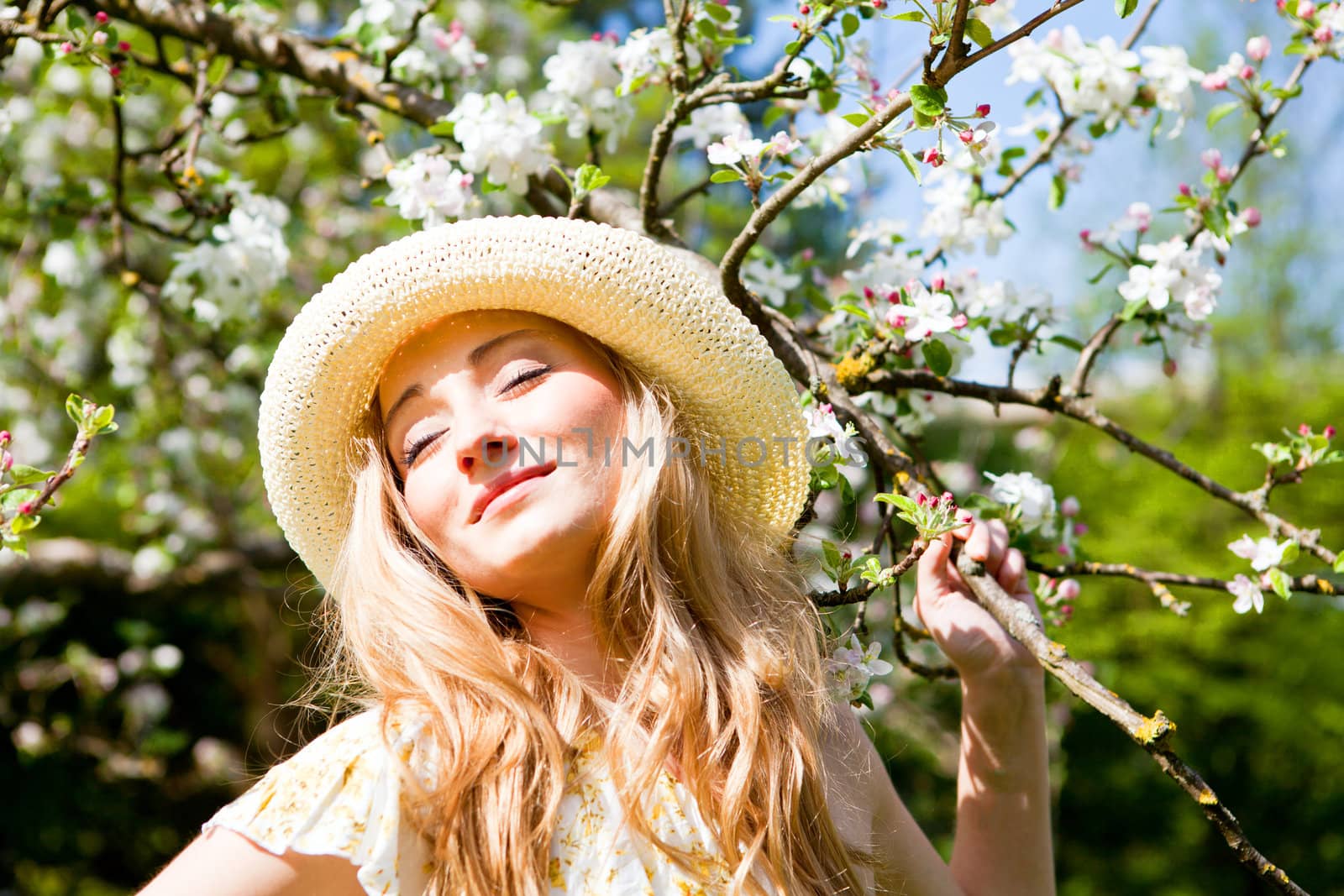 beautiful young girl happy in summer outdoor