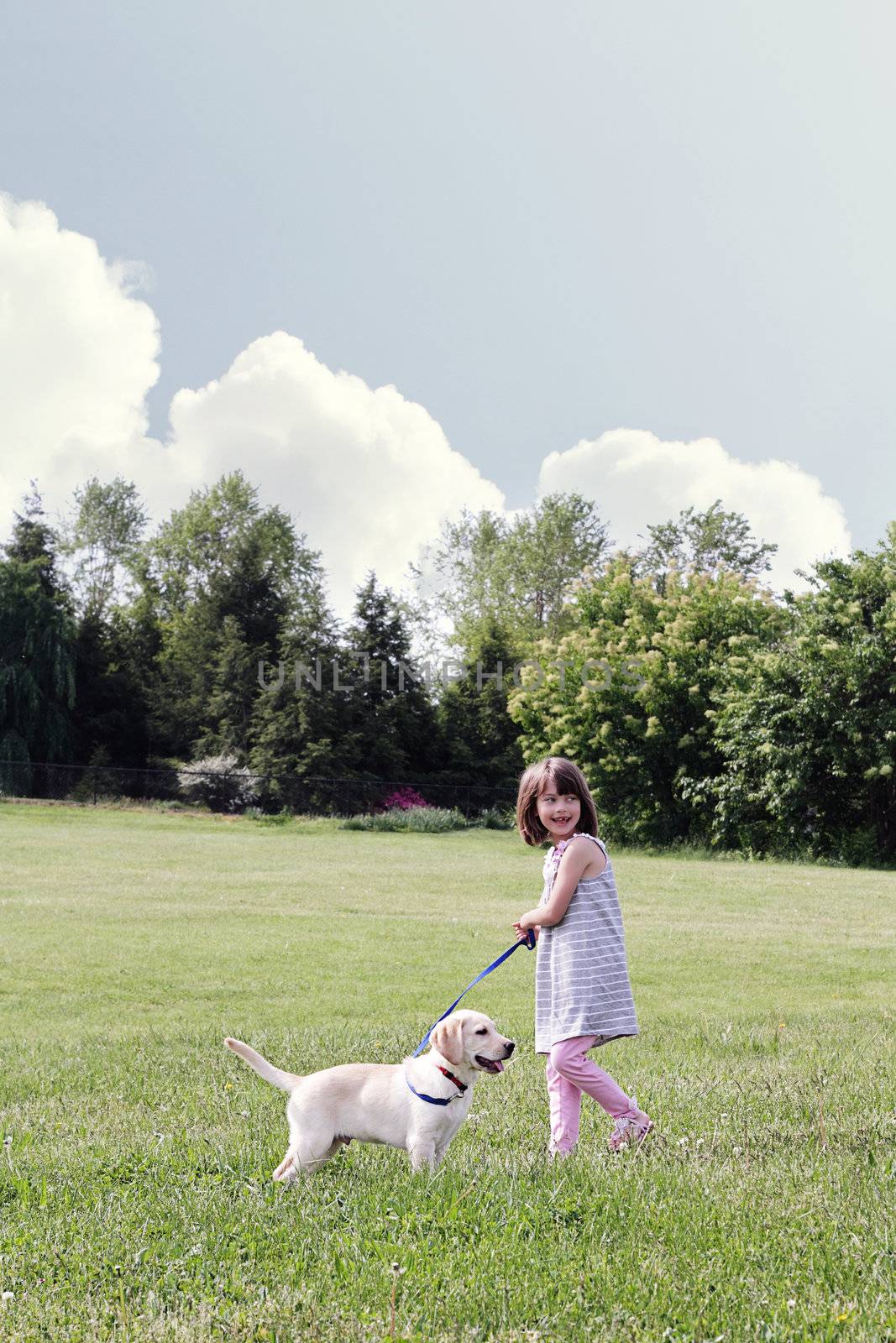 Little Girl Walking her Puppy by StephanieFrey