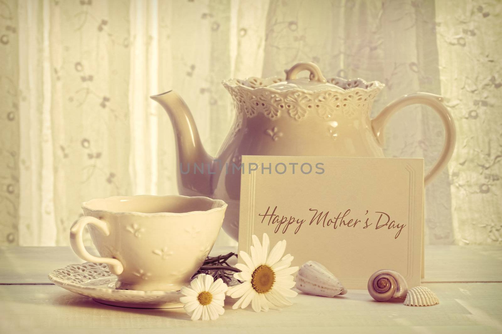 Note card with teapot and cup for Mother's day by Sandralise