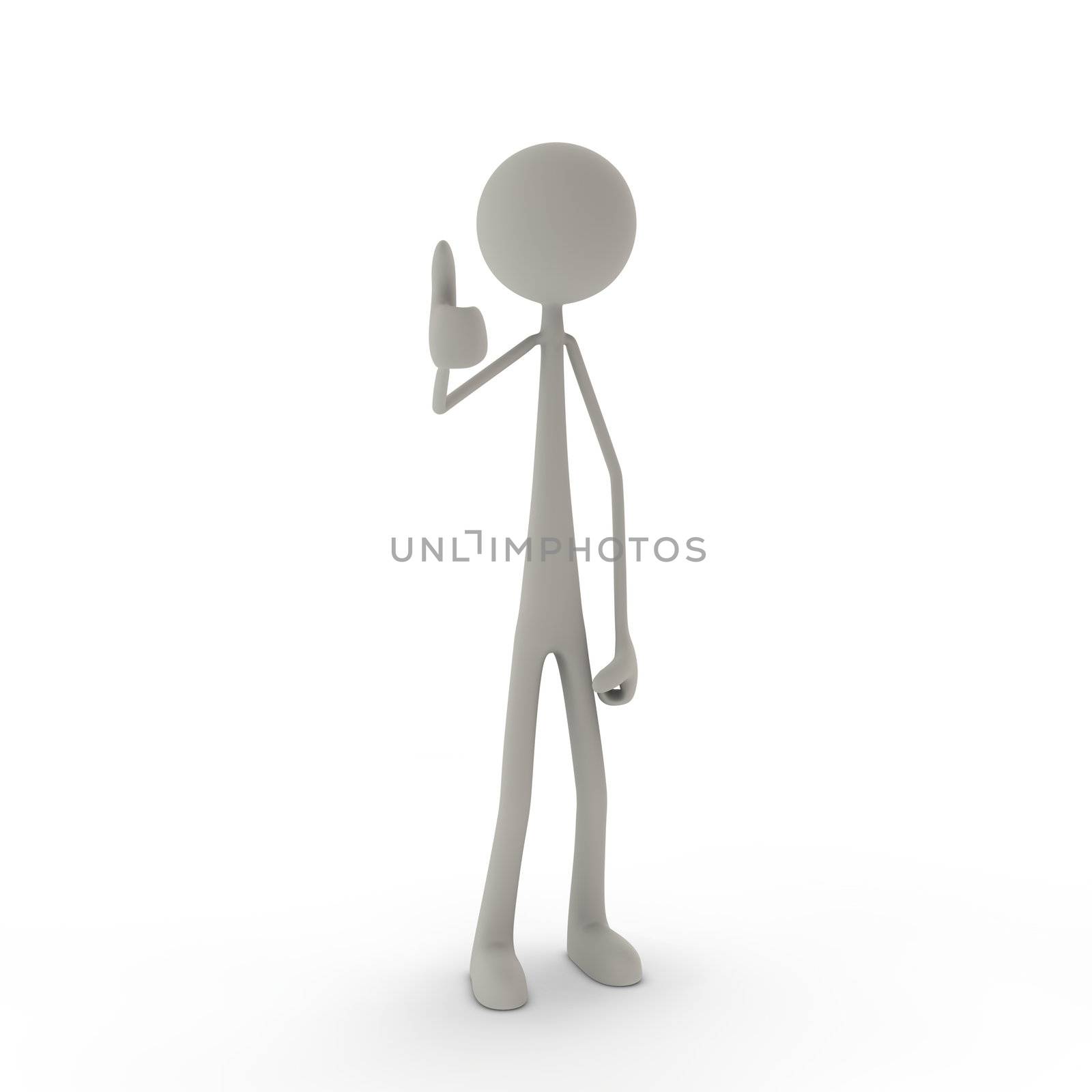 a figure standing with one thumb up