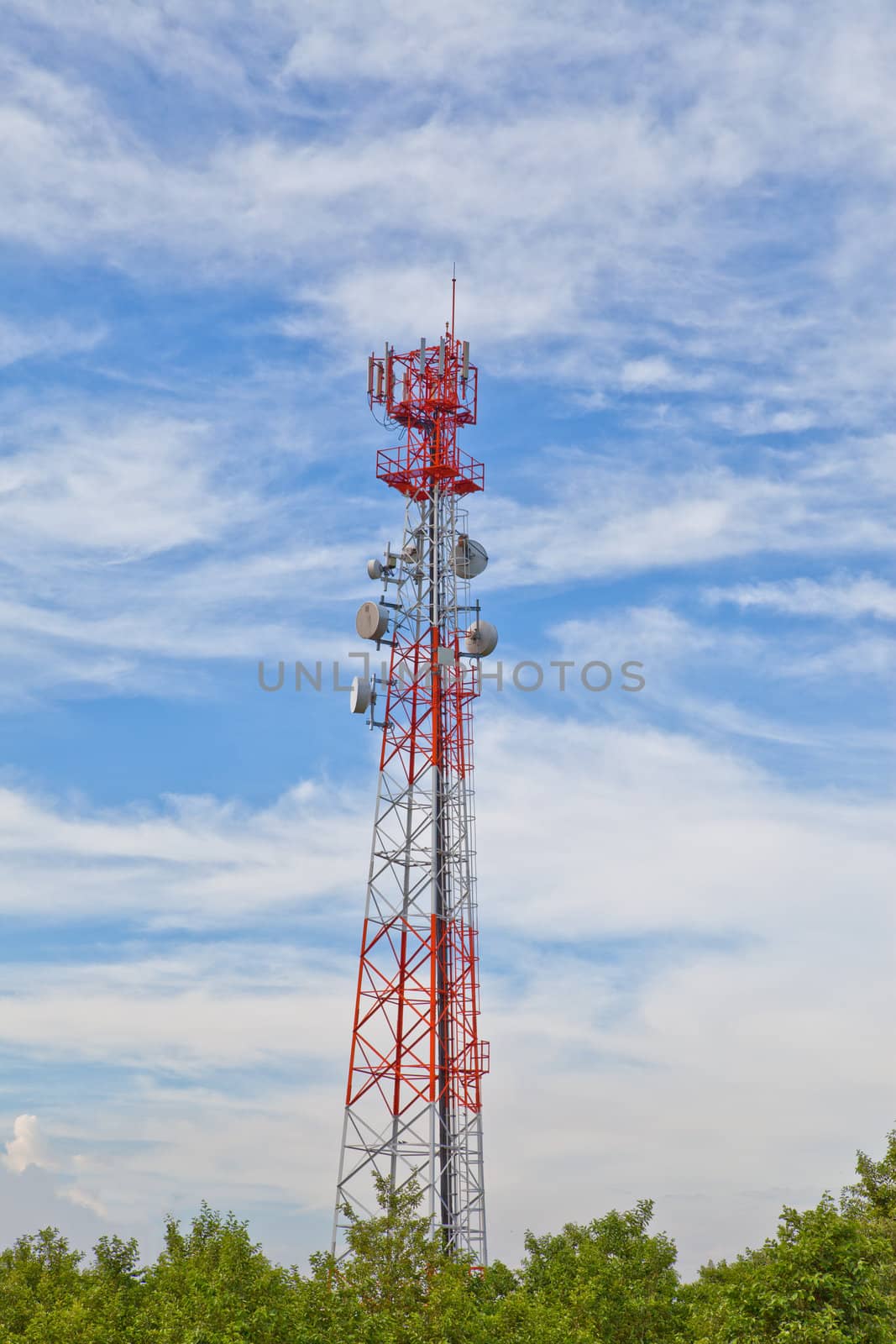 Mobile phone communication repeater antenna tower by pinkblue