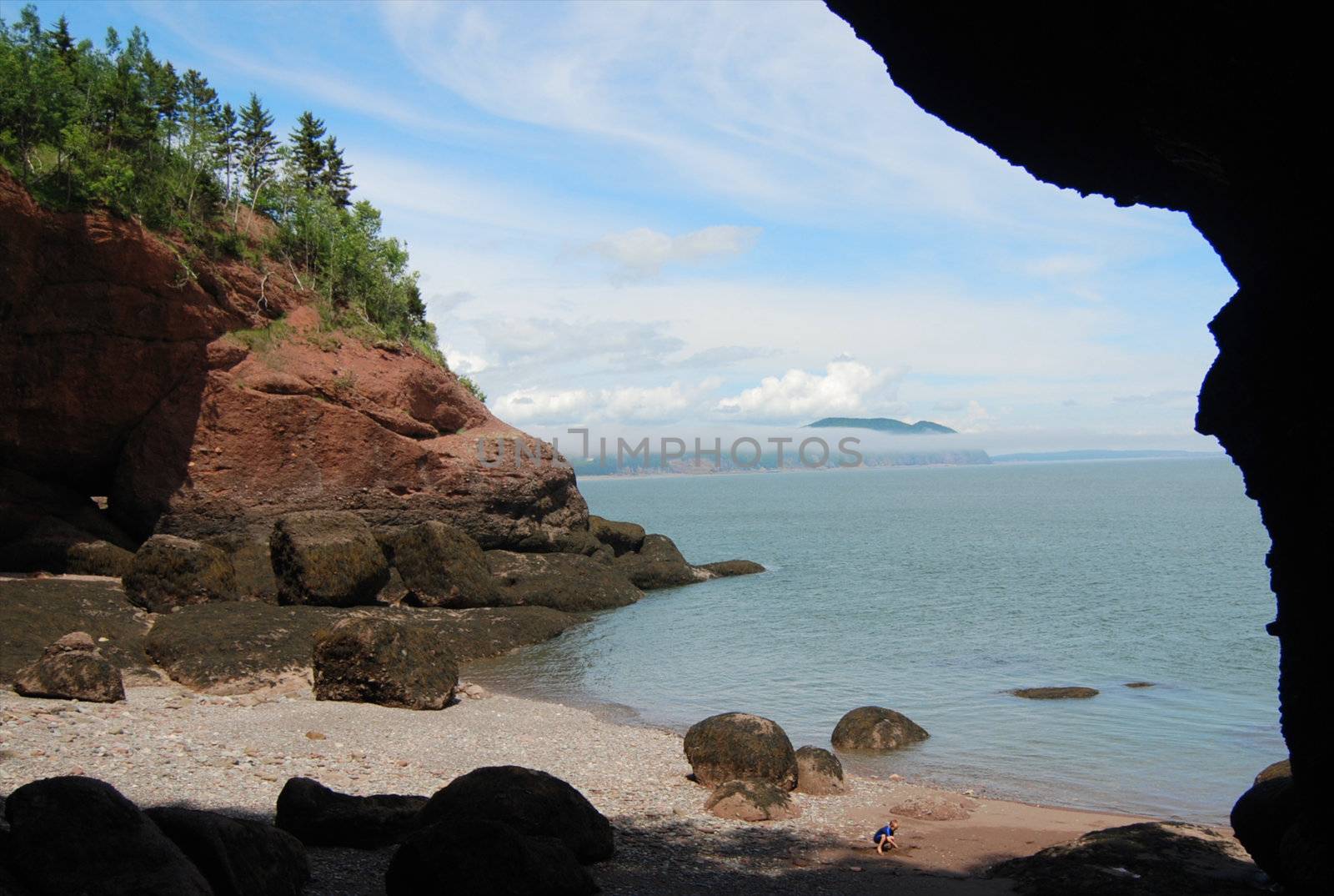 Cliffs in Fundy National Park, as seen from in a sea cave.