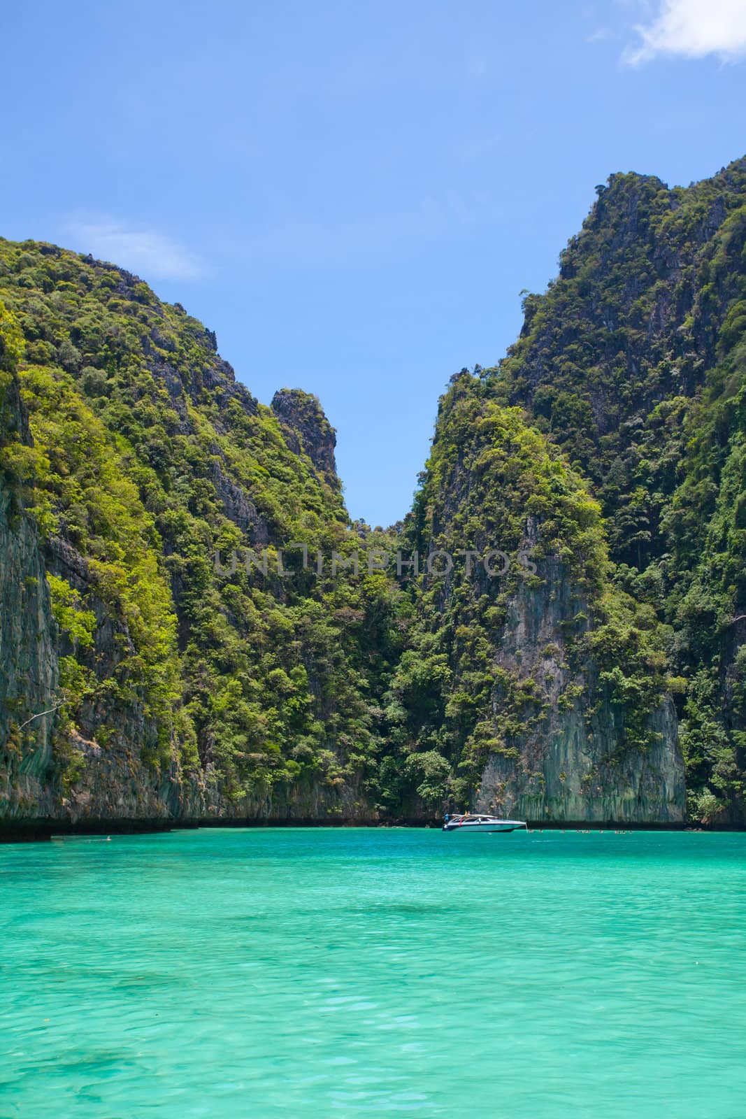 Cliff and the clear sea Phi Phi Leh south of Thailand