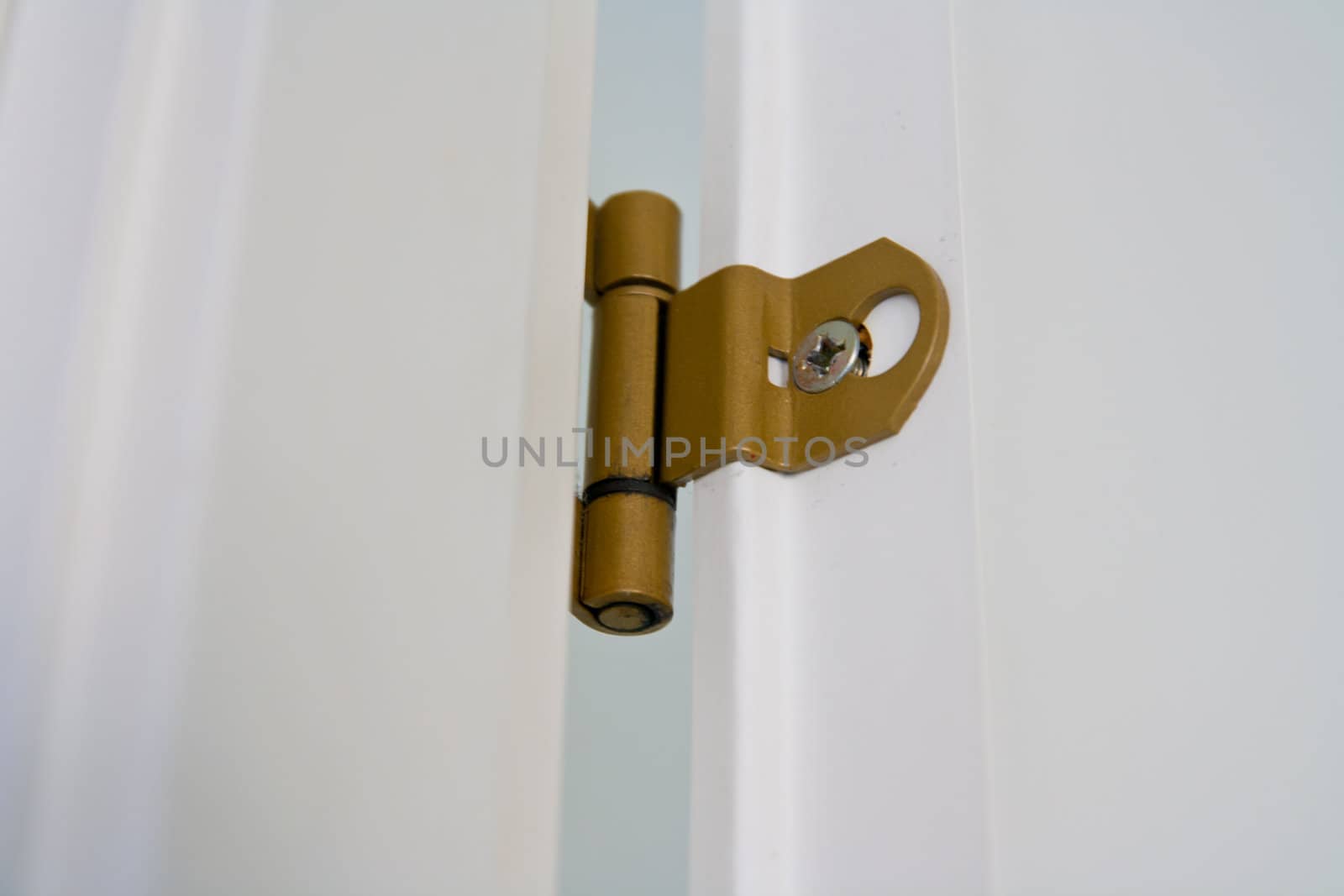 Brown door hinge with a white door