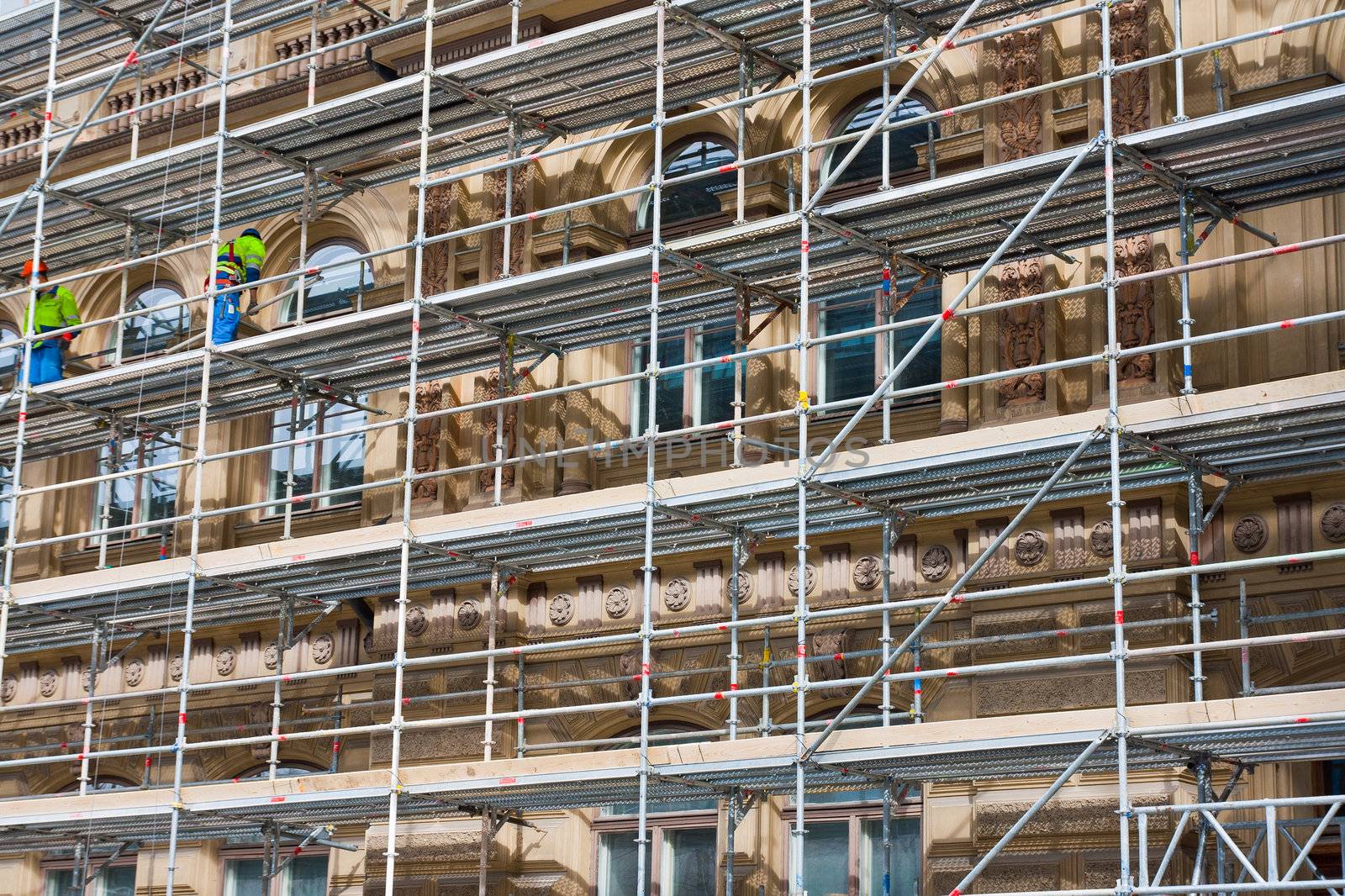 Repairing of a old building and scaffods