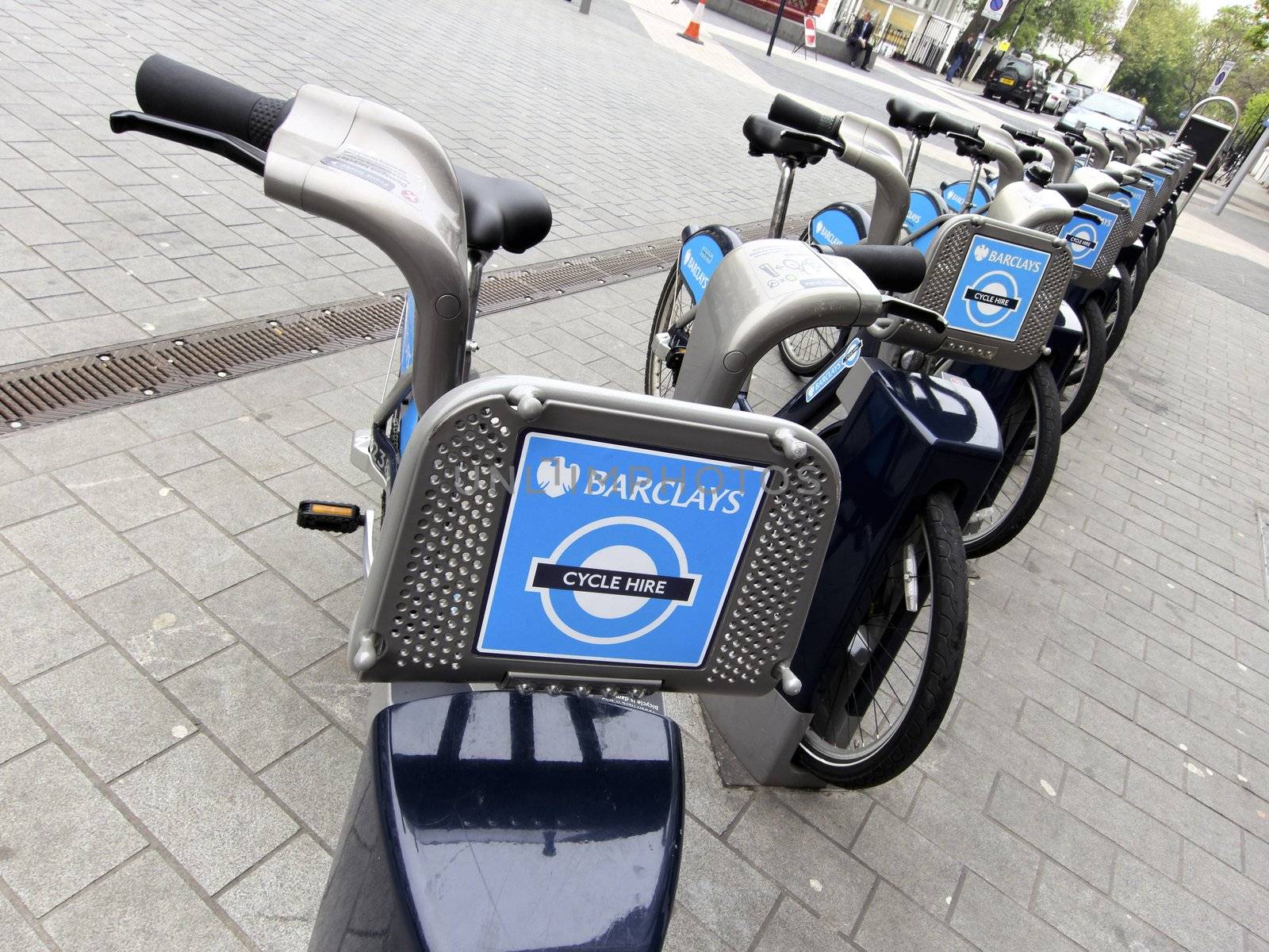 Barclays Cycle Hire rack in London, England, UK