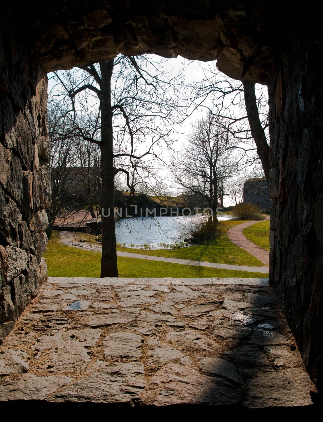 landscape viewed from an ancient window