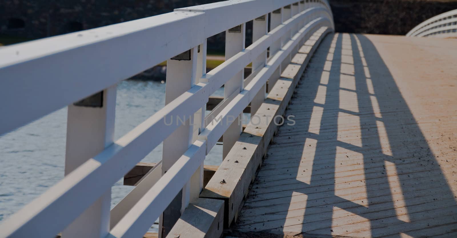 white wooden bridge near a river