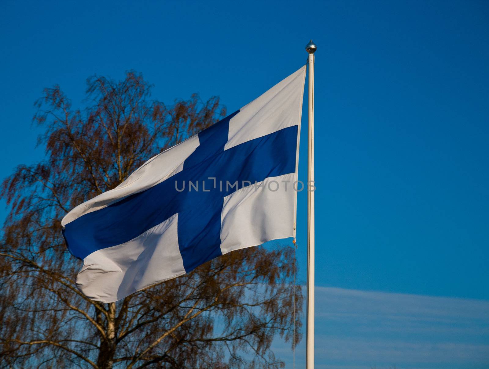 Finnish national flag outside