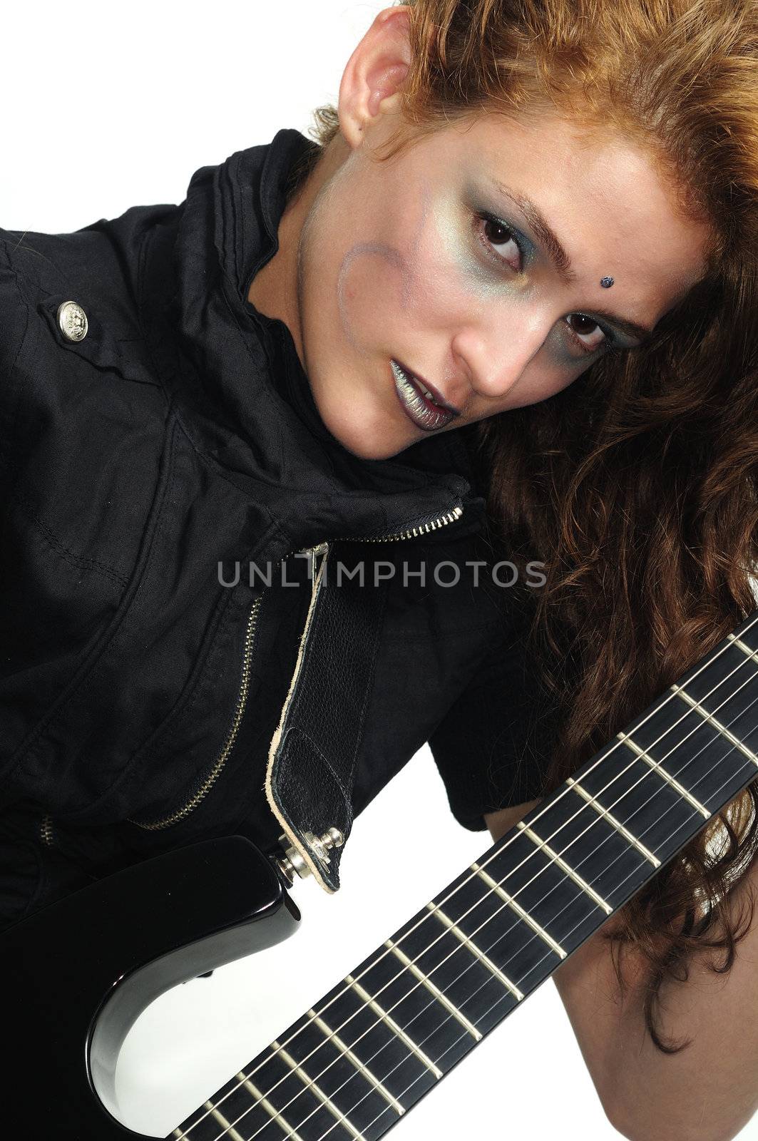 Funky female playing guitar  by rgbspace