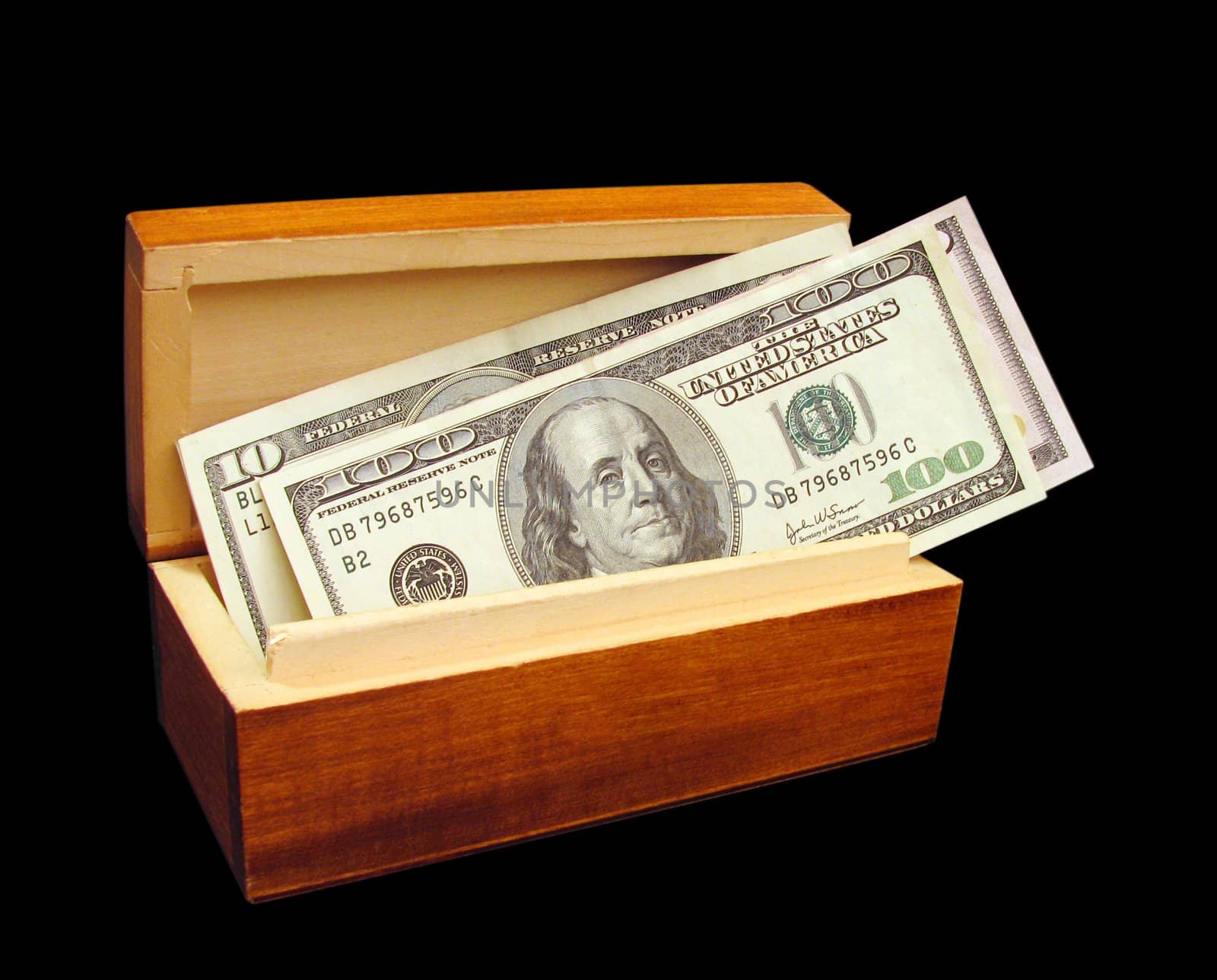 box with money  over black