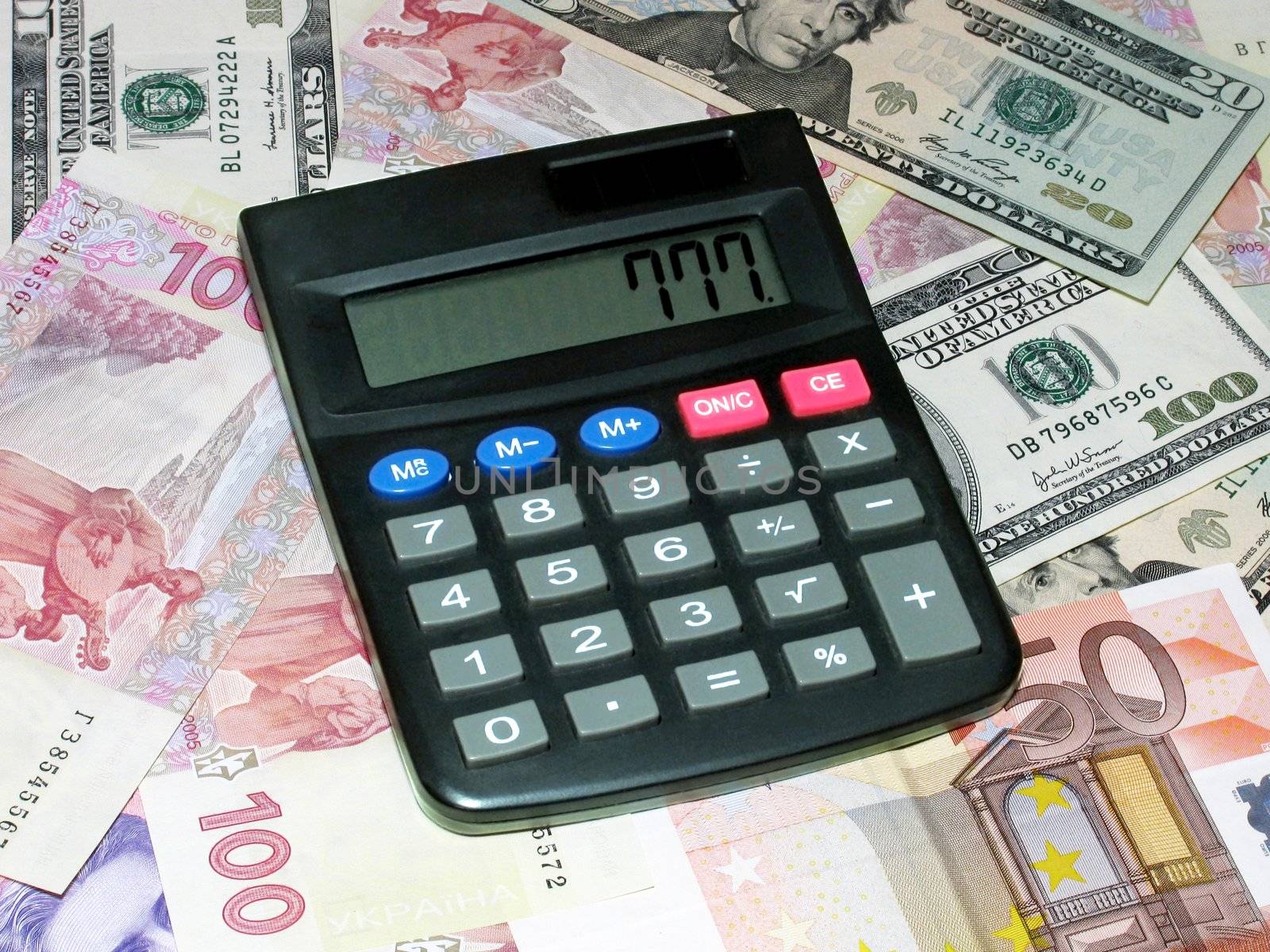 calculator on banknotes